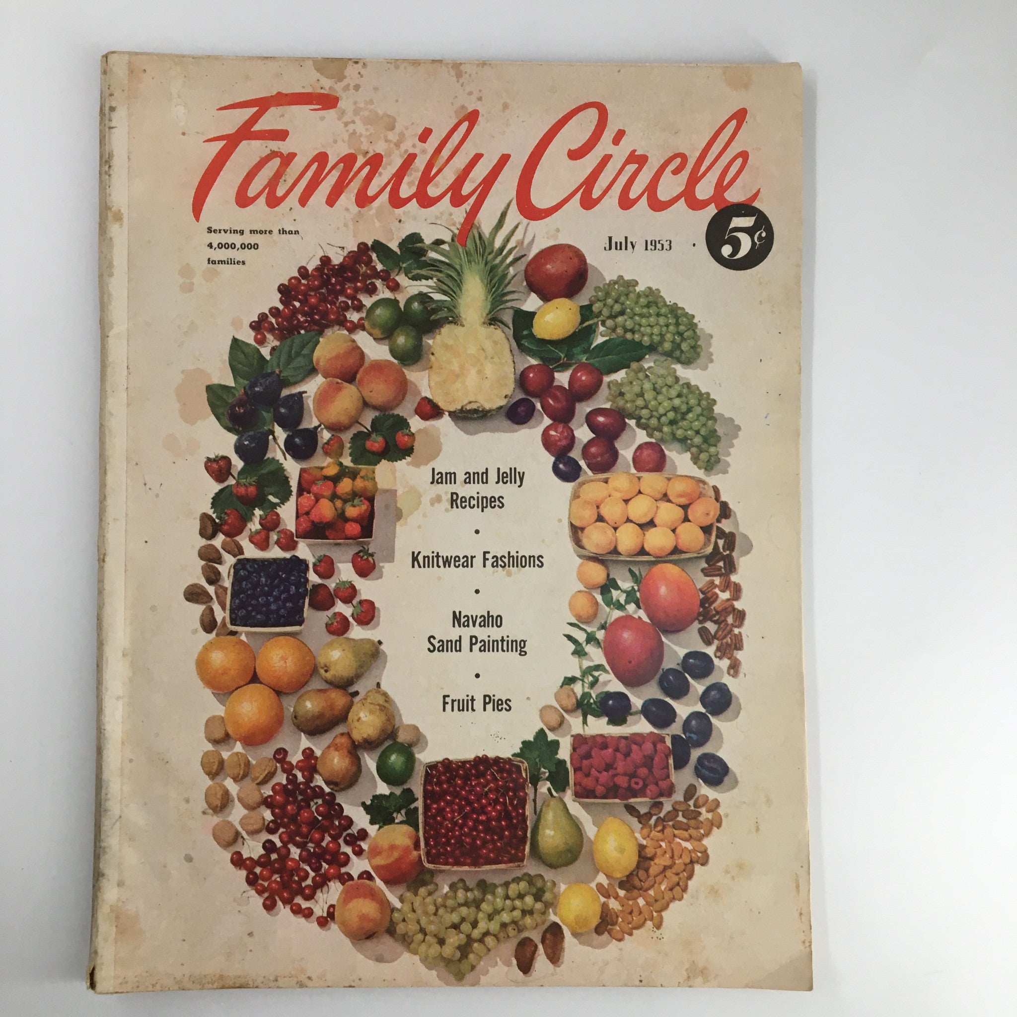 VTG Family Circle Magazine July 1953 Navaho Sand Painting & Fruit Pies No Label