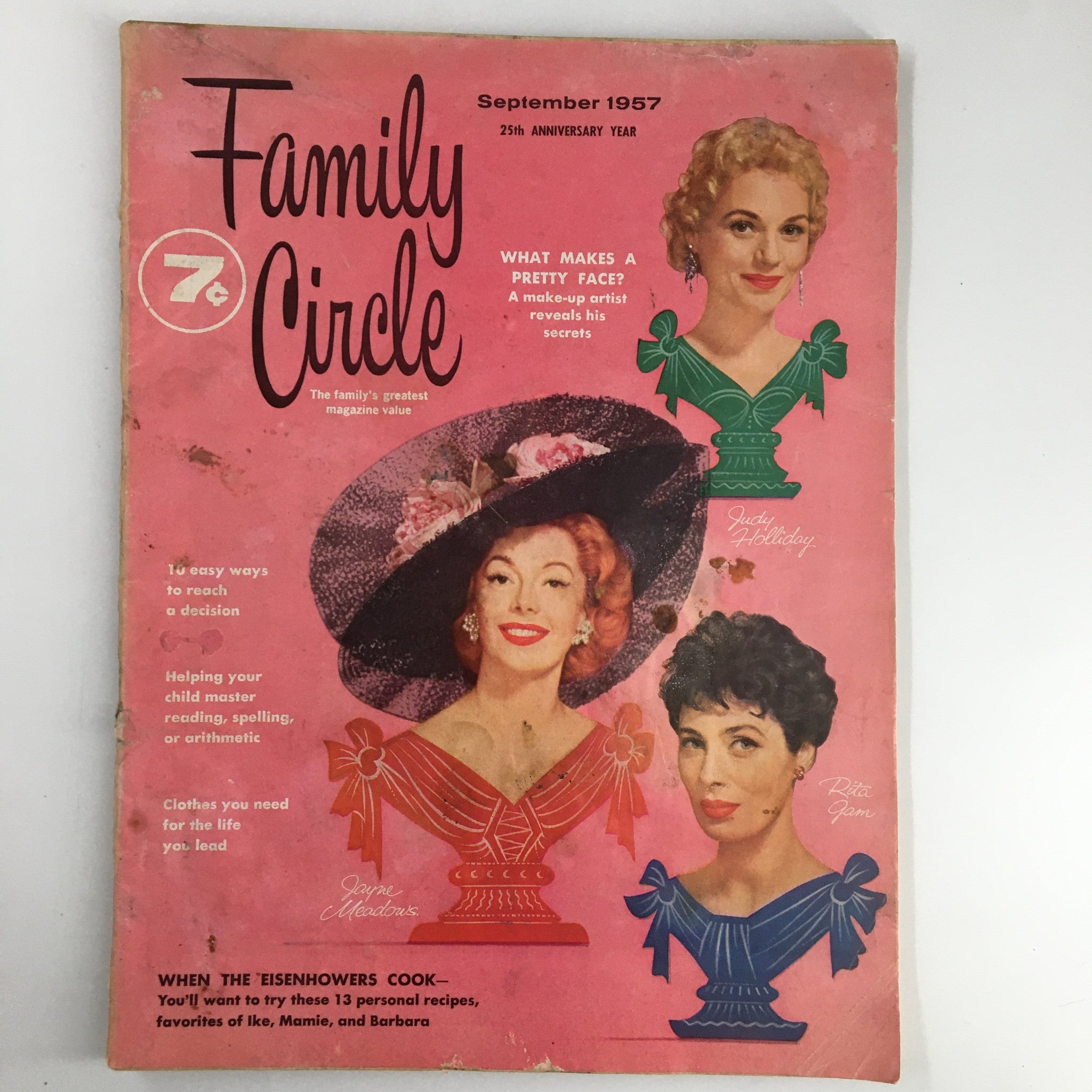 VTG Family Circle Magazine September 1957 Judy Holliday & Rita Gam No Label