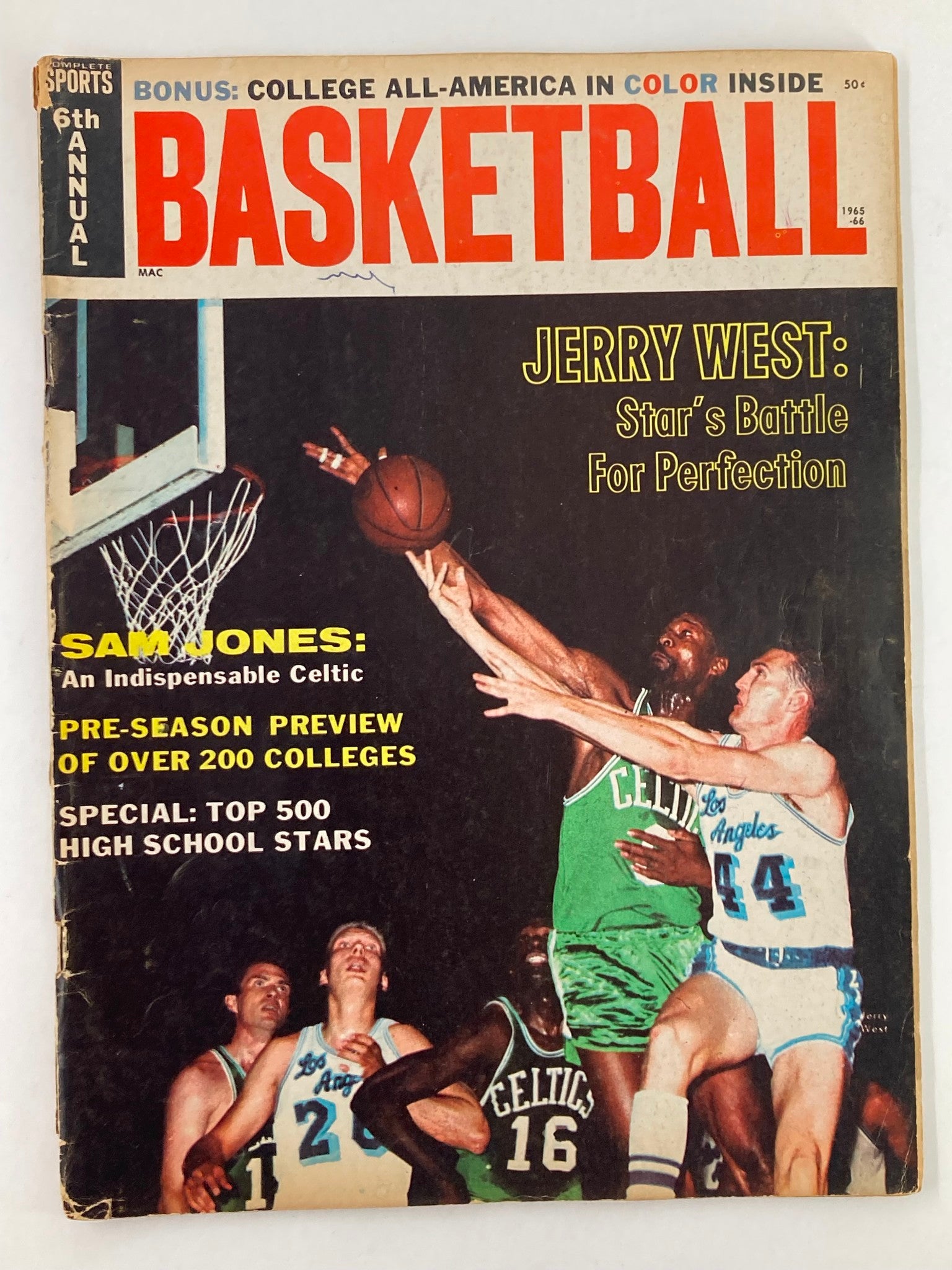 VTG Sports Basketball Magazine 1965 Jerry West & Sam Jones No Label