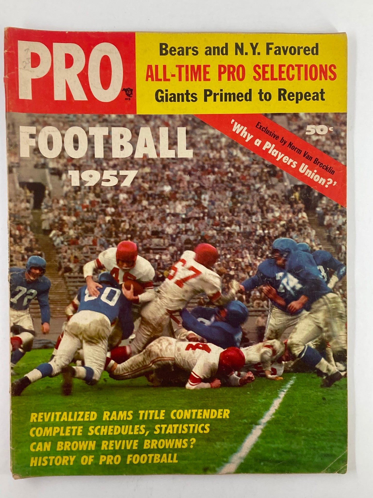 VTG Pro Football Magazine 1957 Bears & N.Y. Favored All-Time Pro No Label