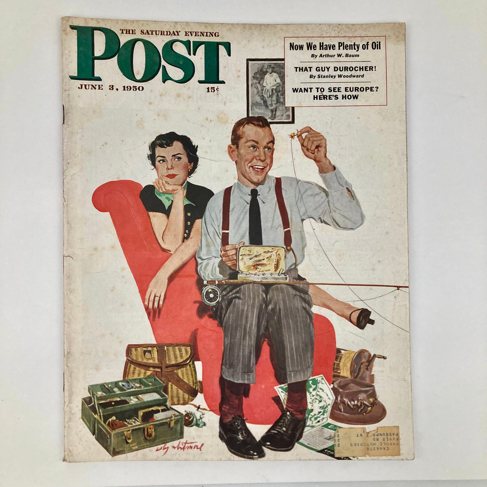 Saturday Evening Post Magazine June 3 1950 Illustrated Cover by Coby Whitmore