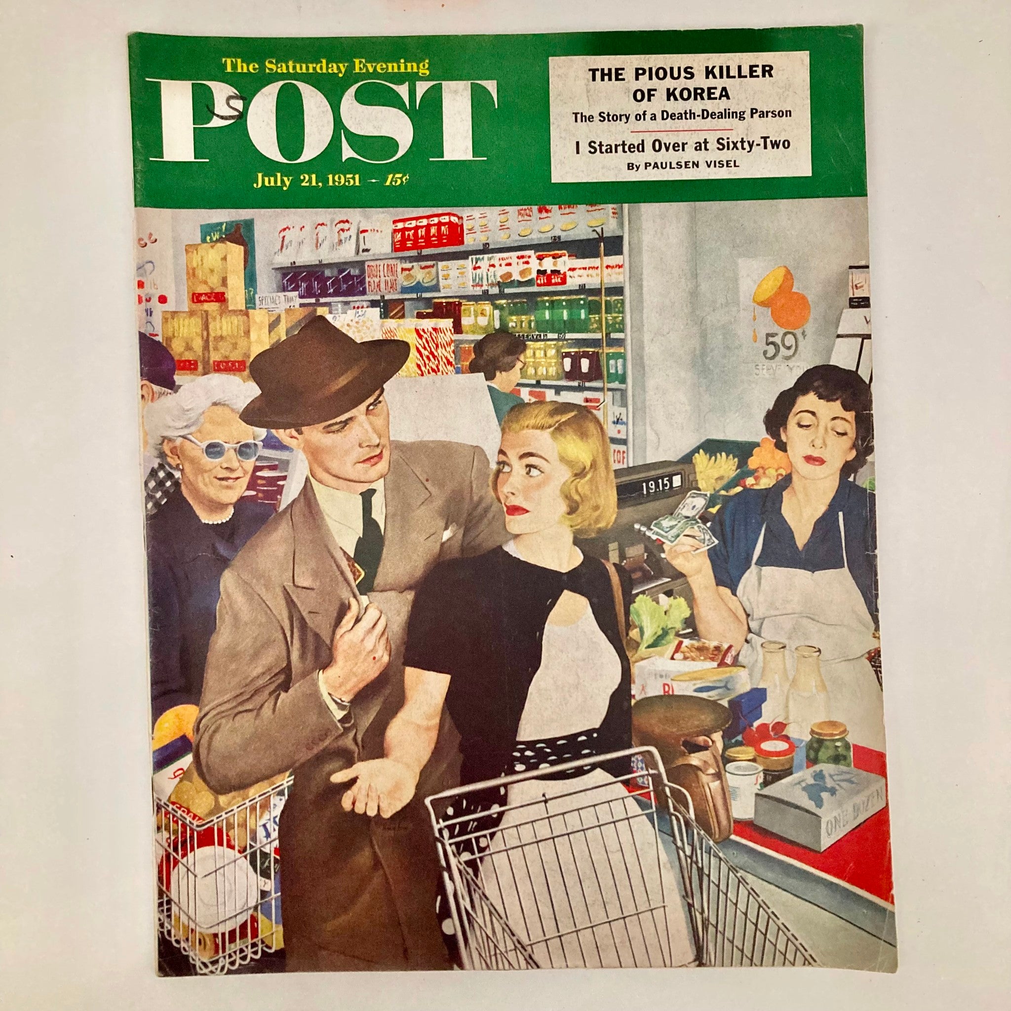 Saturday Evening Post July 21 1951 Illustrated Cover by George Hughes Magazine