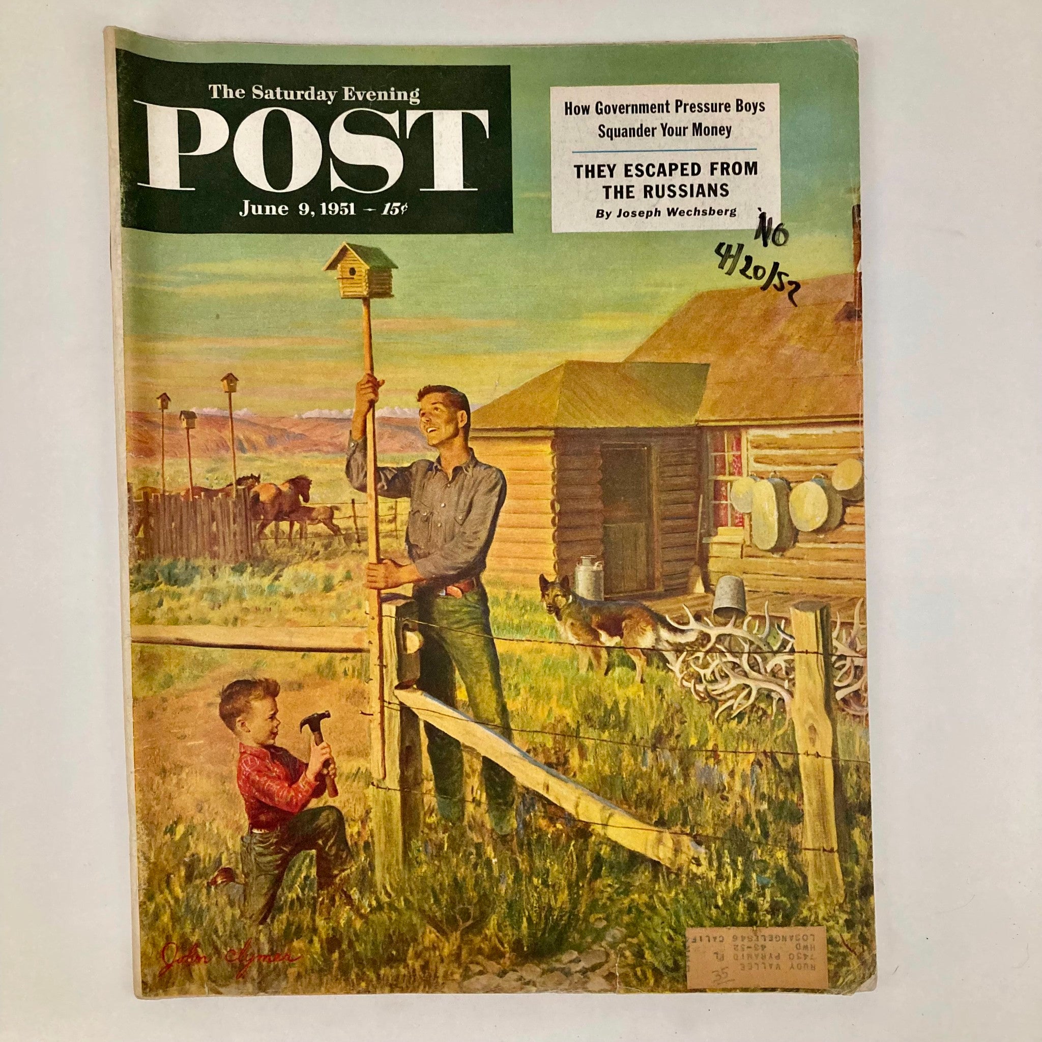 Saturday Evening Post June 9 1951 Illustrated Cover by John Clymer Magazine