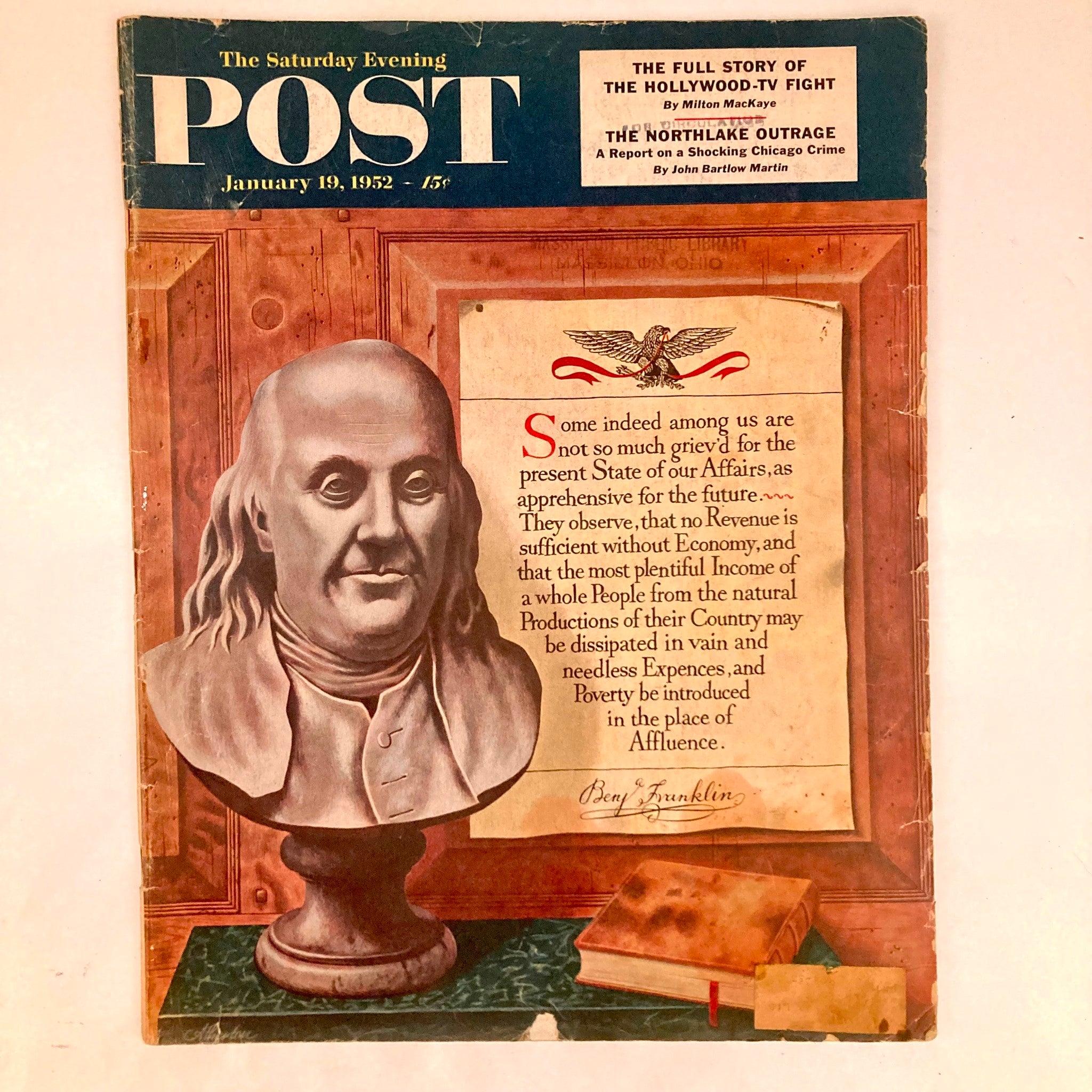 Saturday Evening Post Magazine January 19 1952 Benjamin Franklin - John Atherton