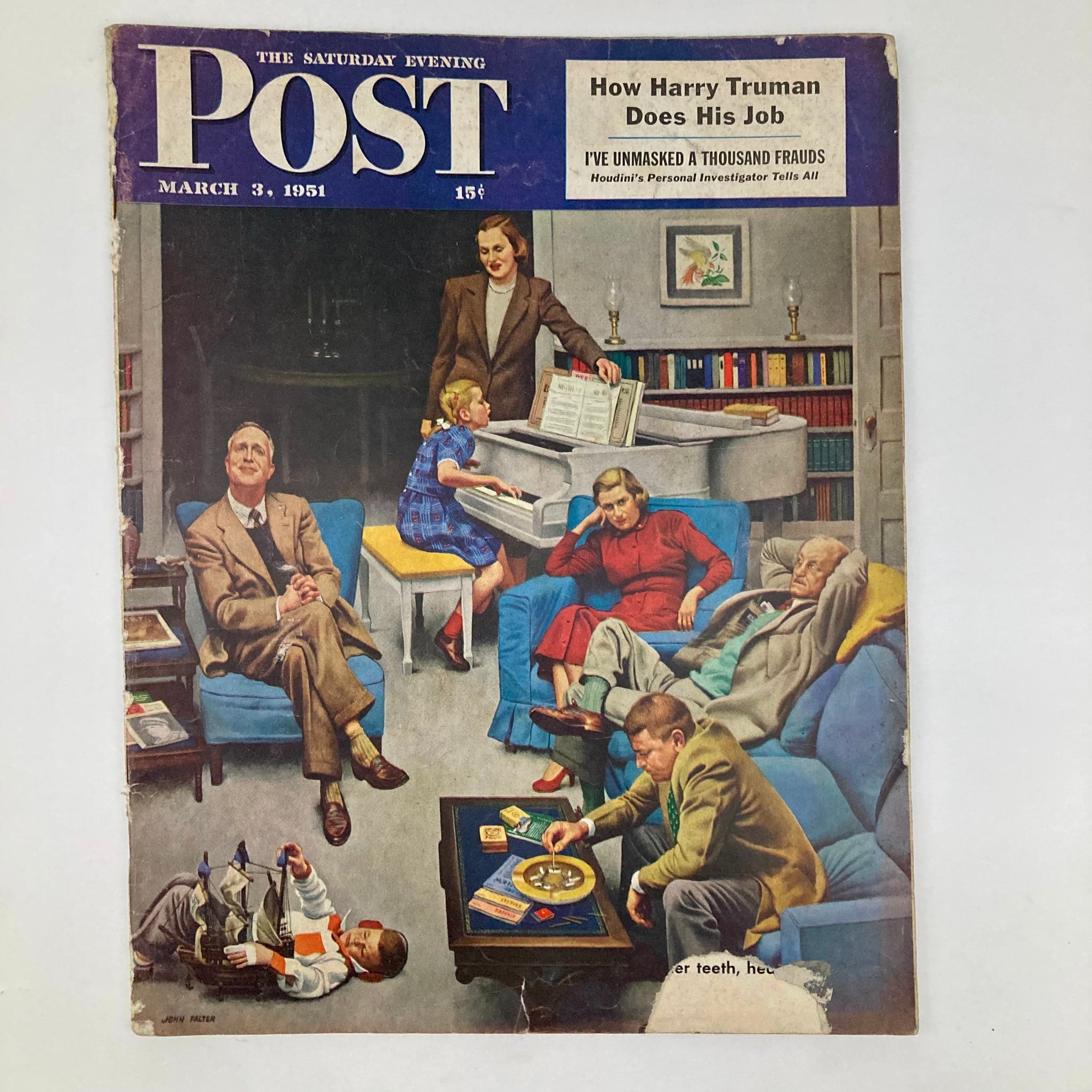 Saturday Evening Post March 3 1951 Illustrated Cover John Magazine GD Interior