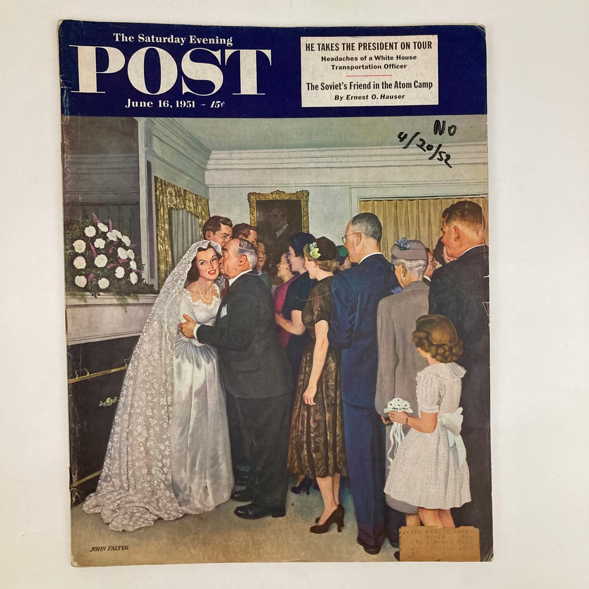 Saturday Evening Post Magazine June 16 1951 Illustrated Cover J. Falter No Label