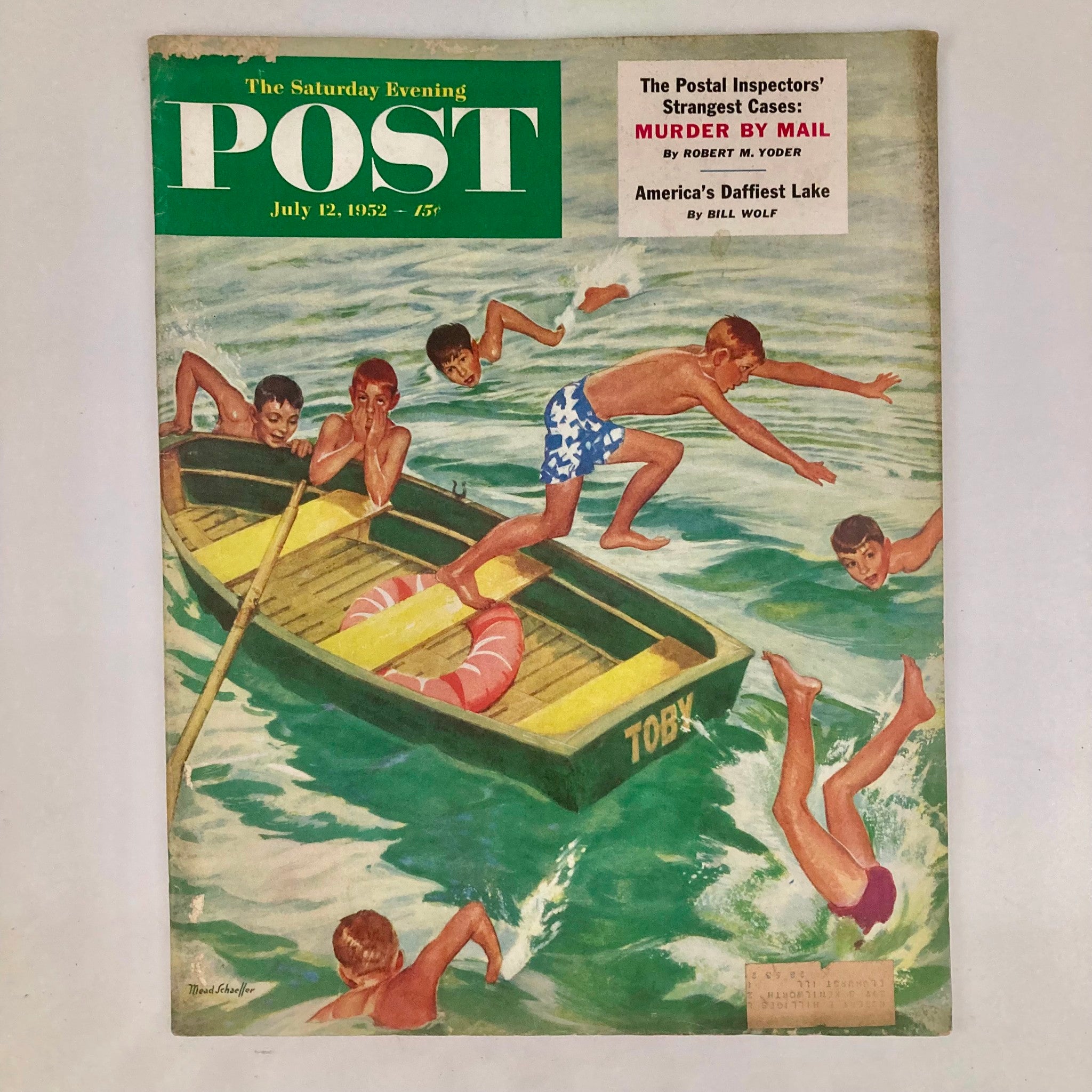 Saturday Evening Post Magazine July 12 1952 Red in Snorkel - Mead Schaeffer