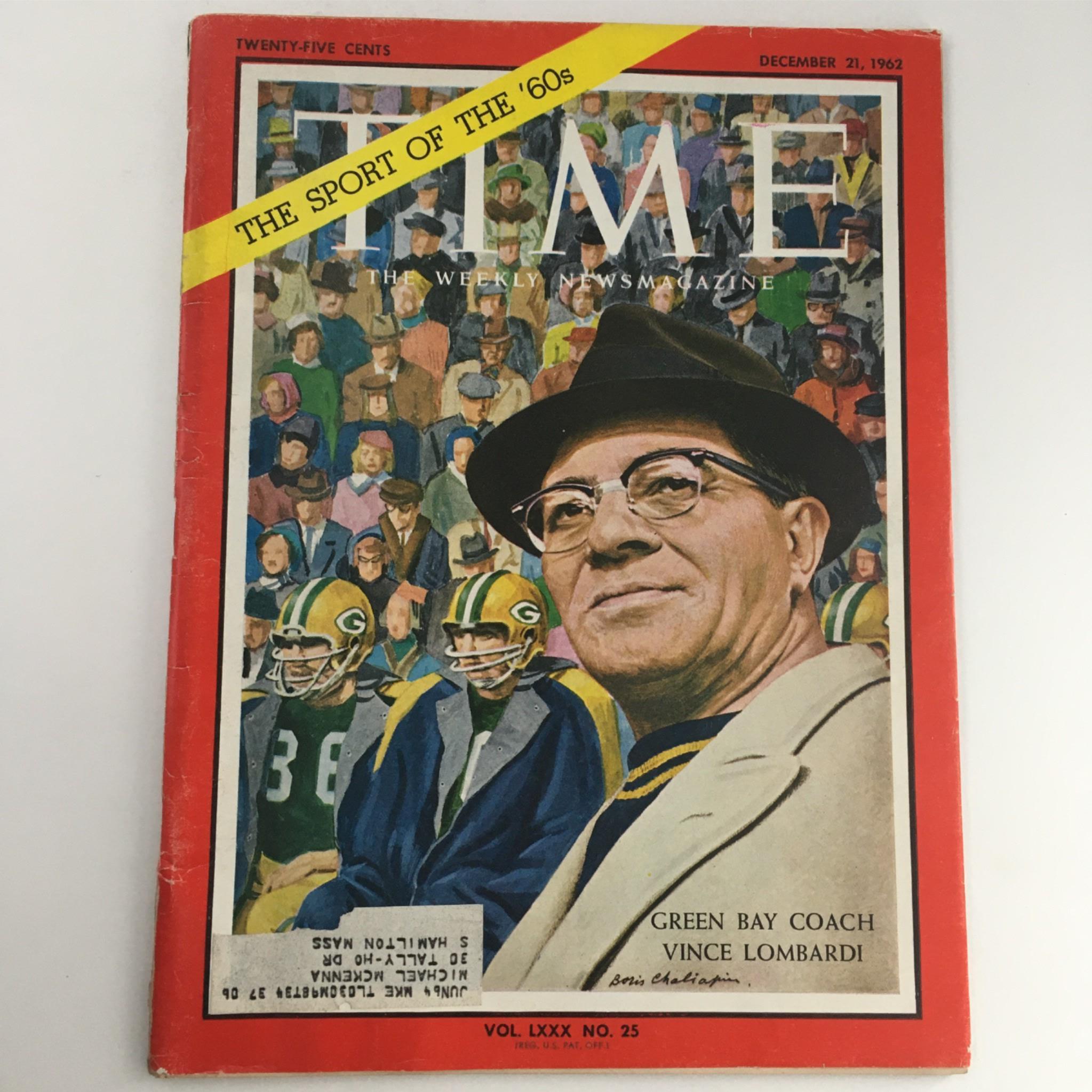 VTG Time Magazine December 21, 1962 Green Bay Coach Vince Lombardi RARE