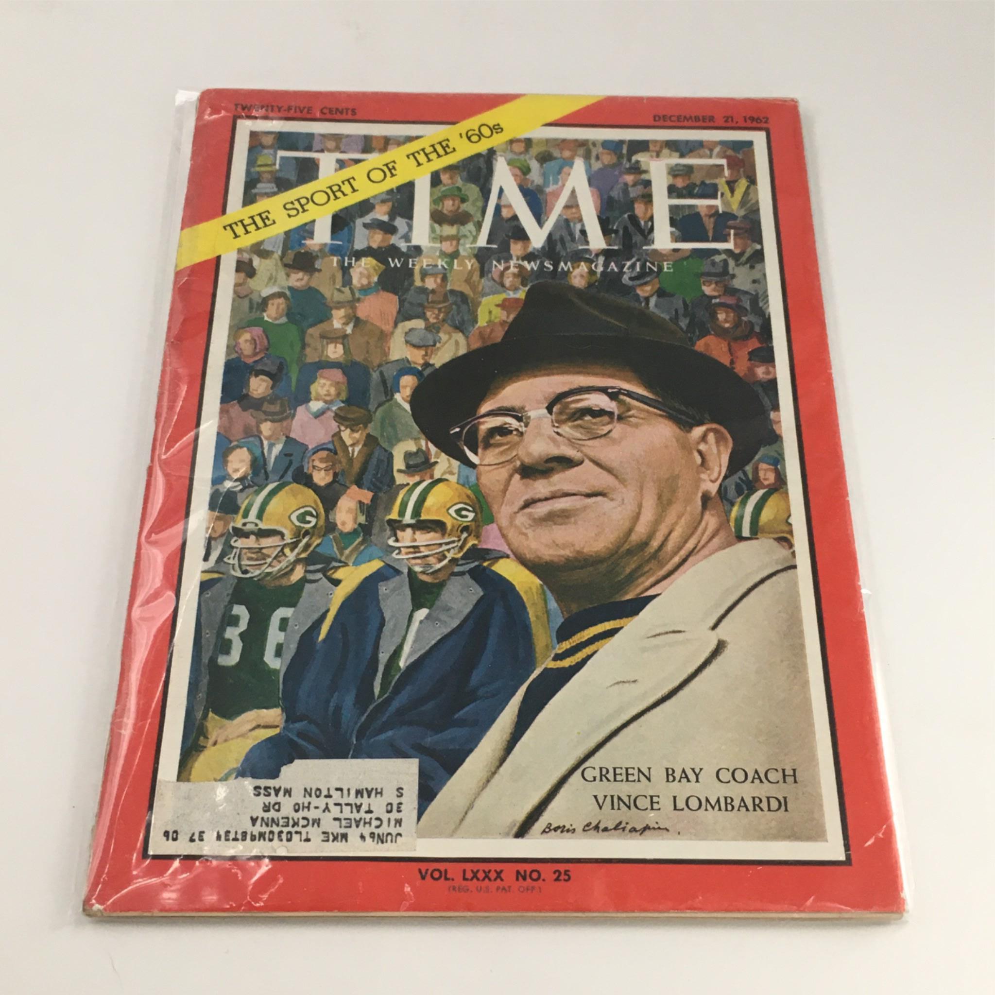 VTG Time Magazine December 21, 1962 Green Bay Coach Vince Lombardi RARE