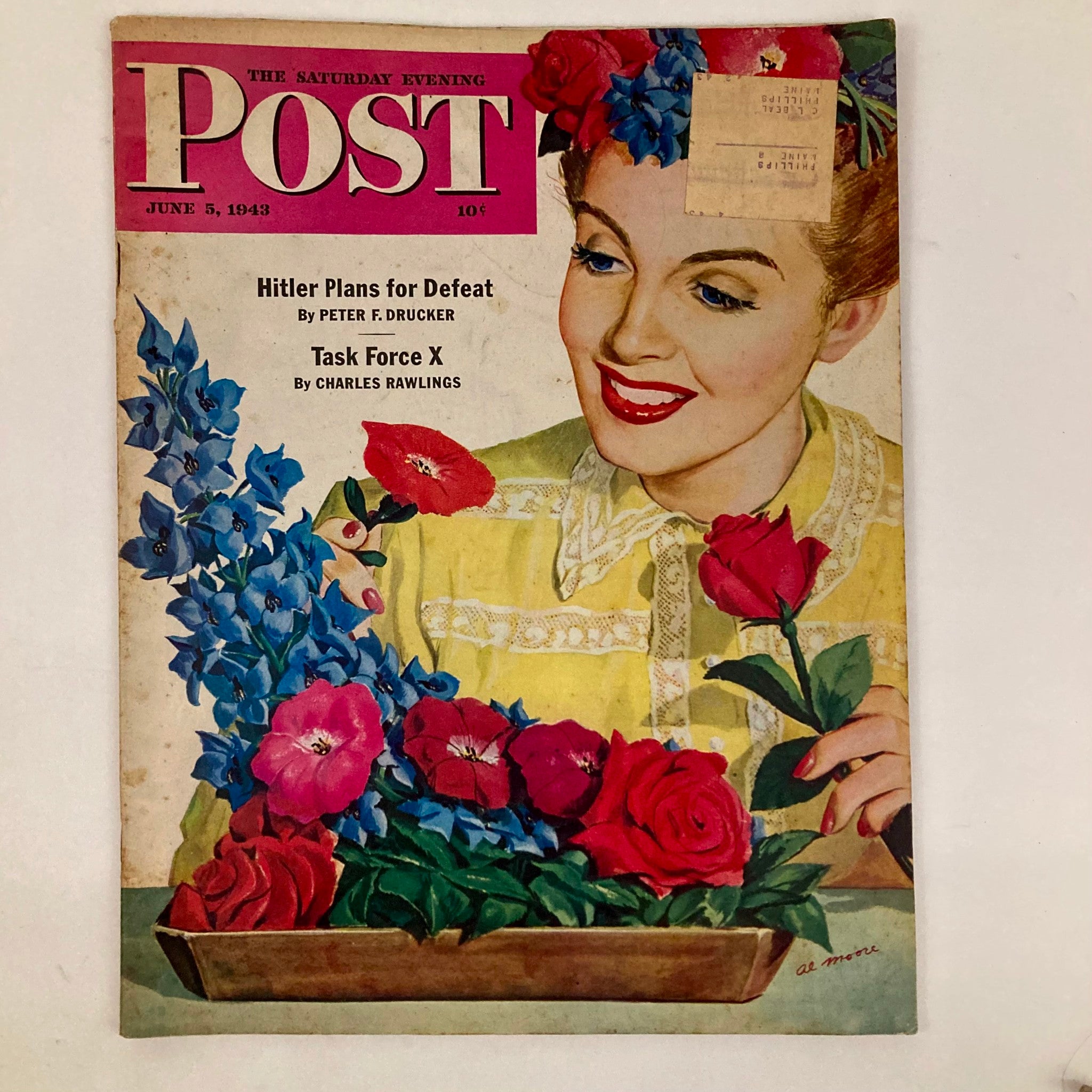 Saturday Evening Post Magazine June 5 1943 Illustrated Cover Al Moore