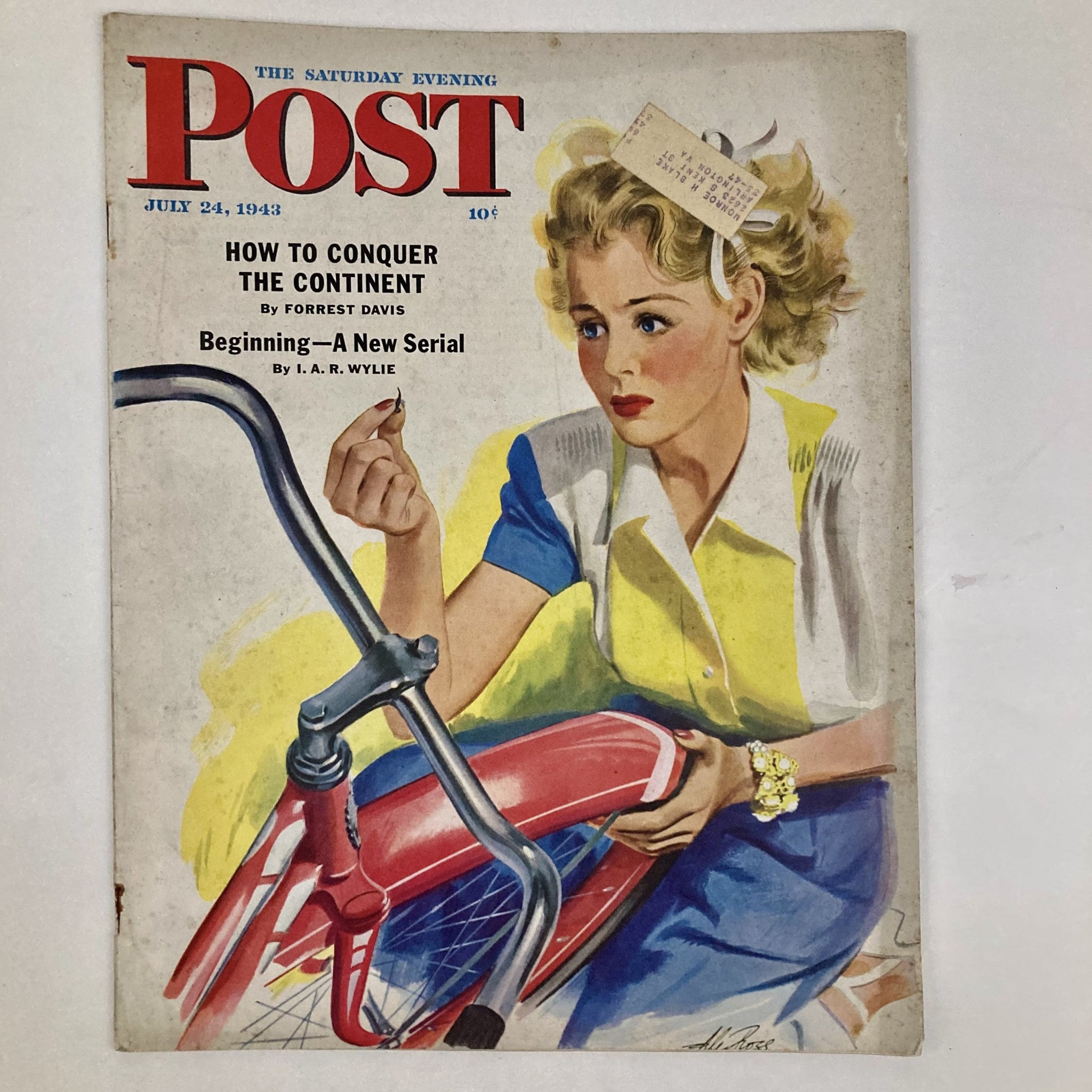 Saturday Evening Post Magazine July 24 1943 Illustrated Cover Alex Rose