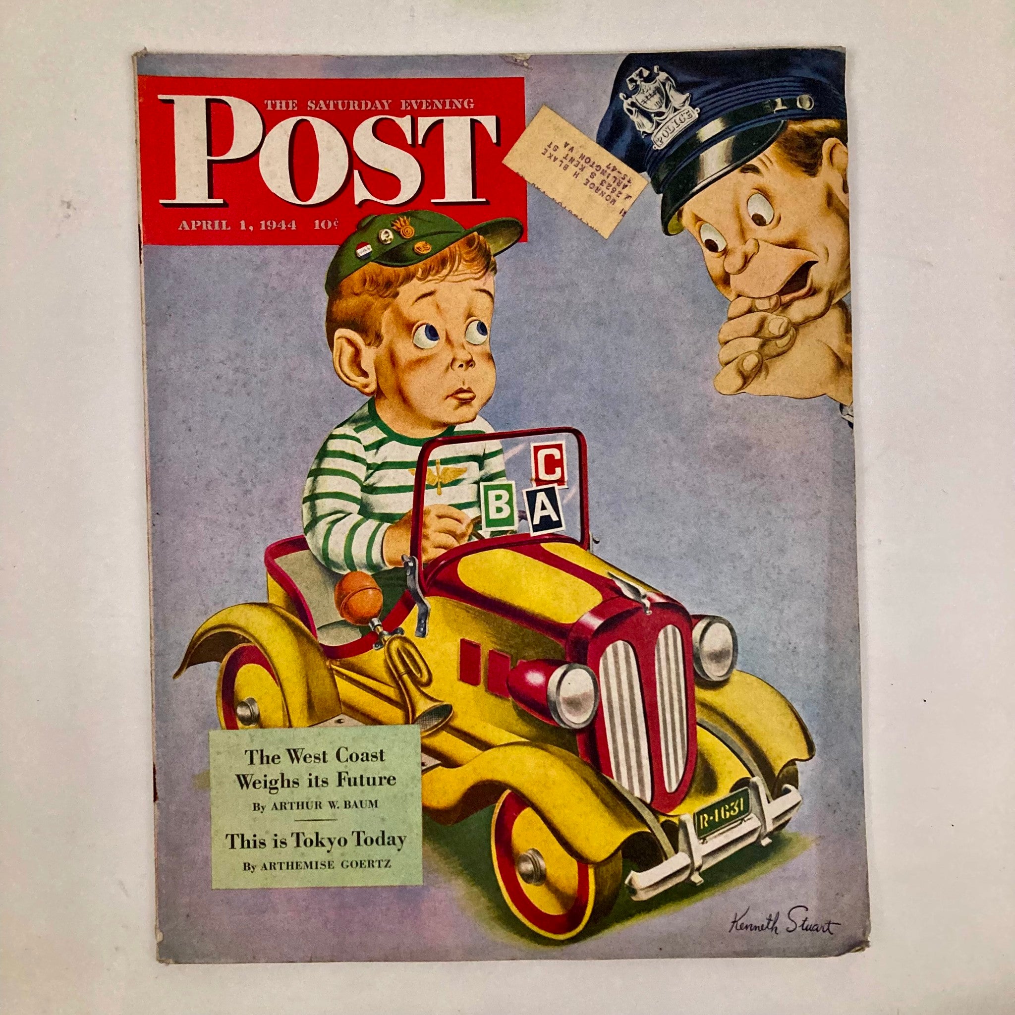 Saturday Evening Post Magazine April 1 1944 Illustrated Cover Kenneth Stuart