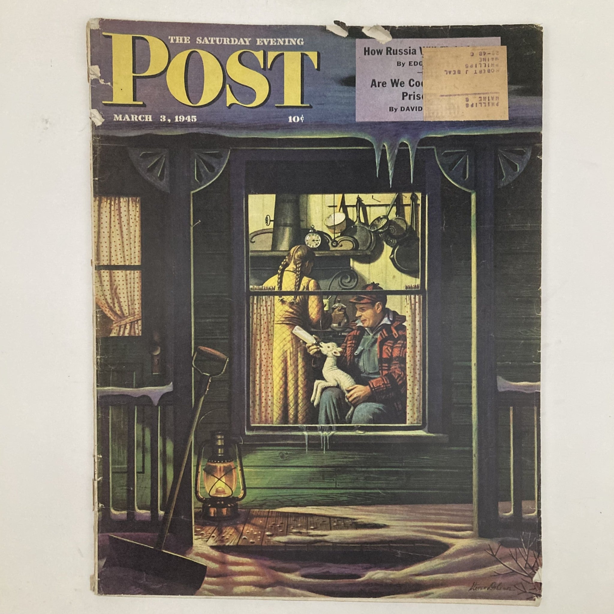 Saturday Evening Post Magazine March 3 1945 The Baby Lamb by Stevan Dohanos