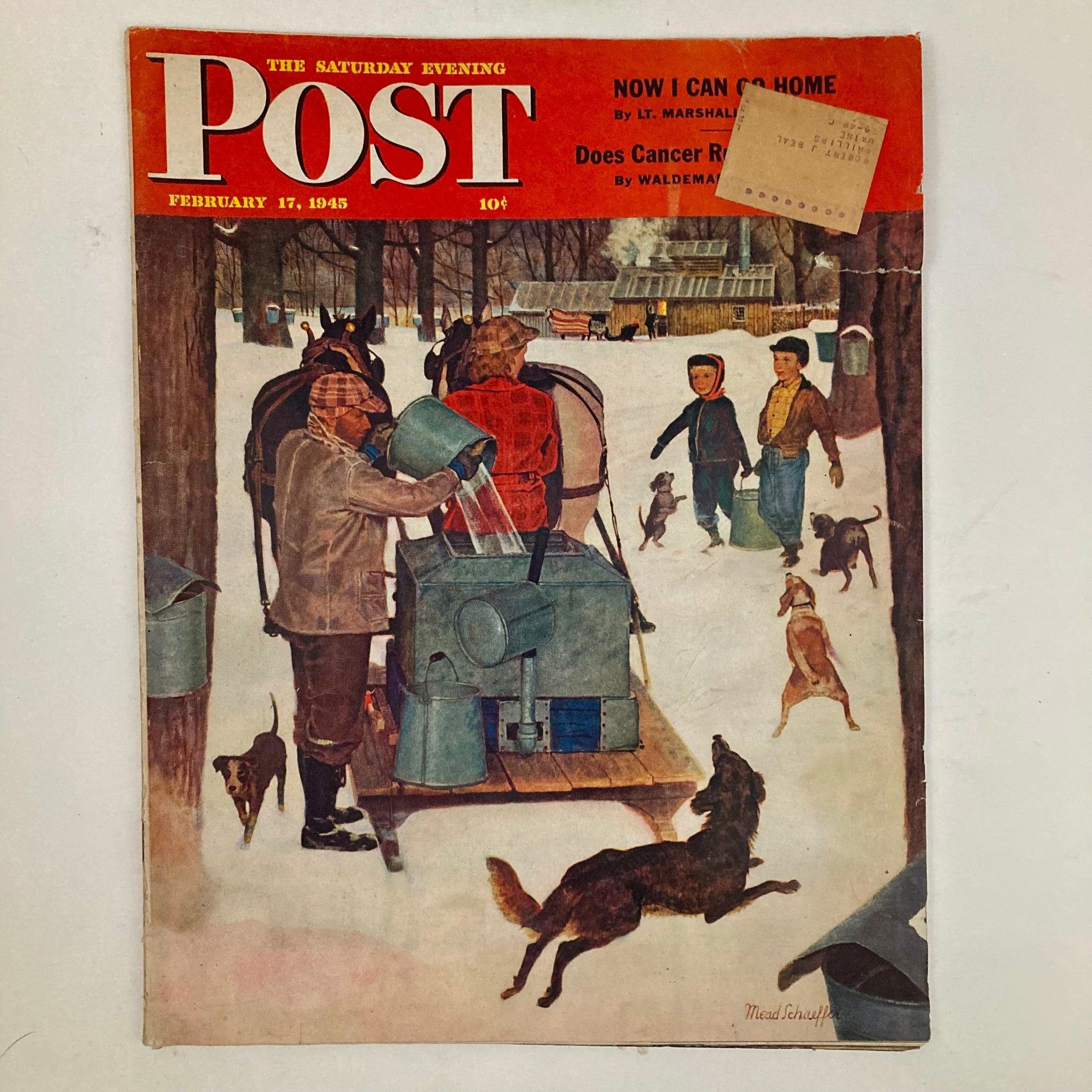 Saturday Evening Post Magazine February 17 1945 Illust Schaeffer GD Interior