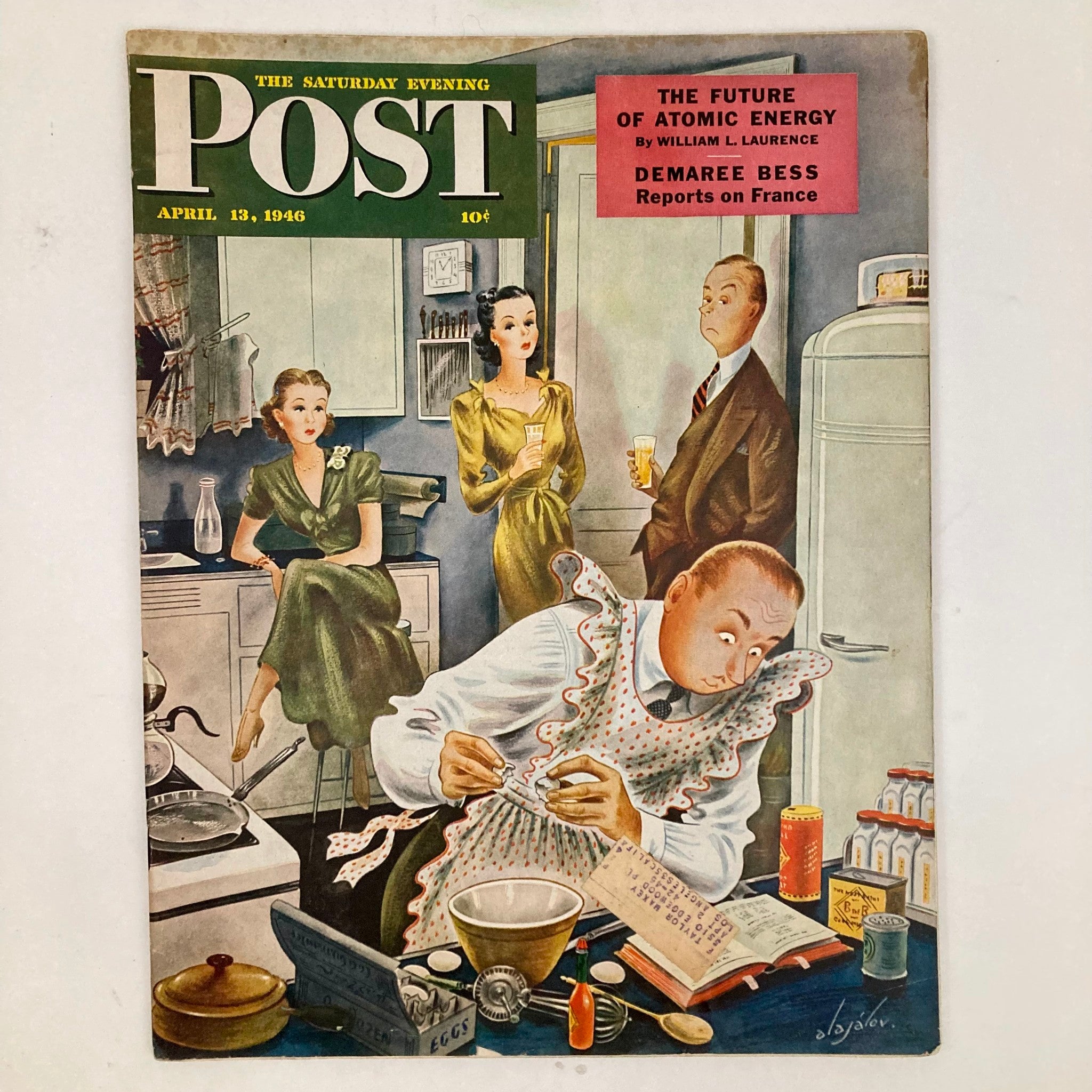 Saturday Evening Post Magazine April 13 1946 Illust Cover Alajalov No Label