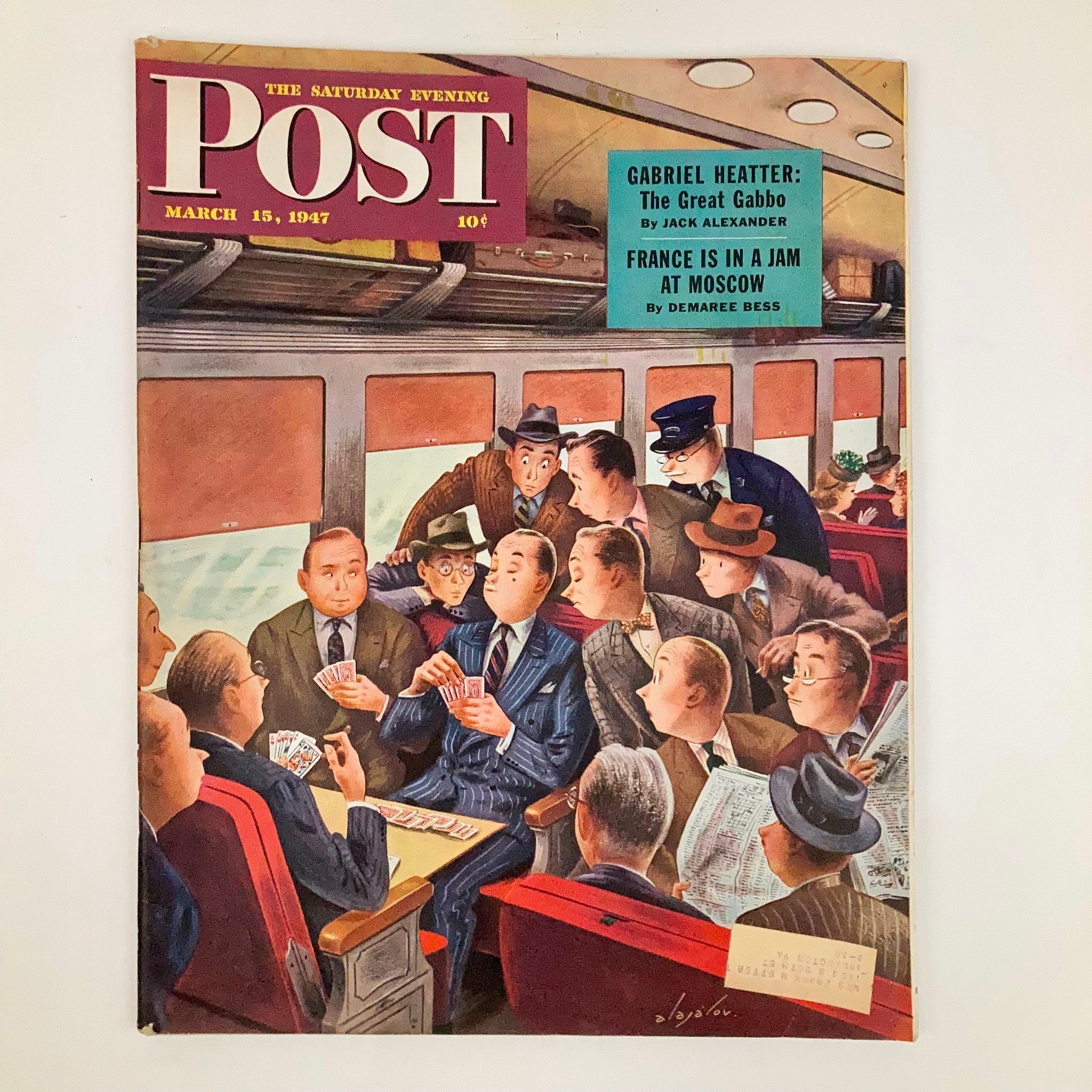 Saturday Evening Post Magazine March 15 1947 Bridge-Play Commuters - Alajalov