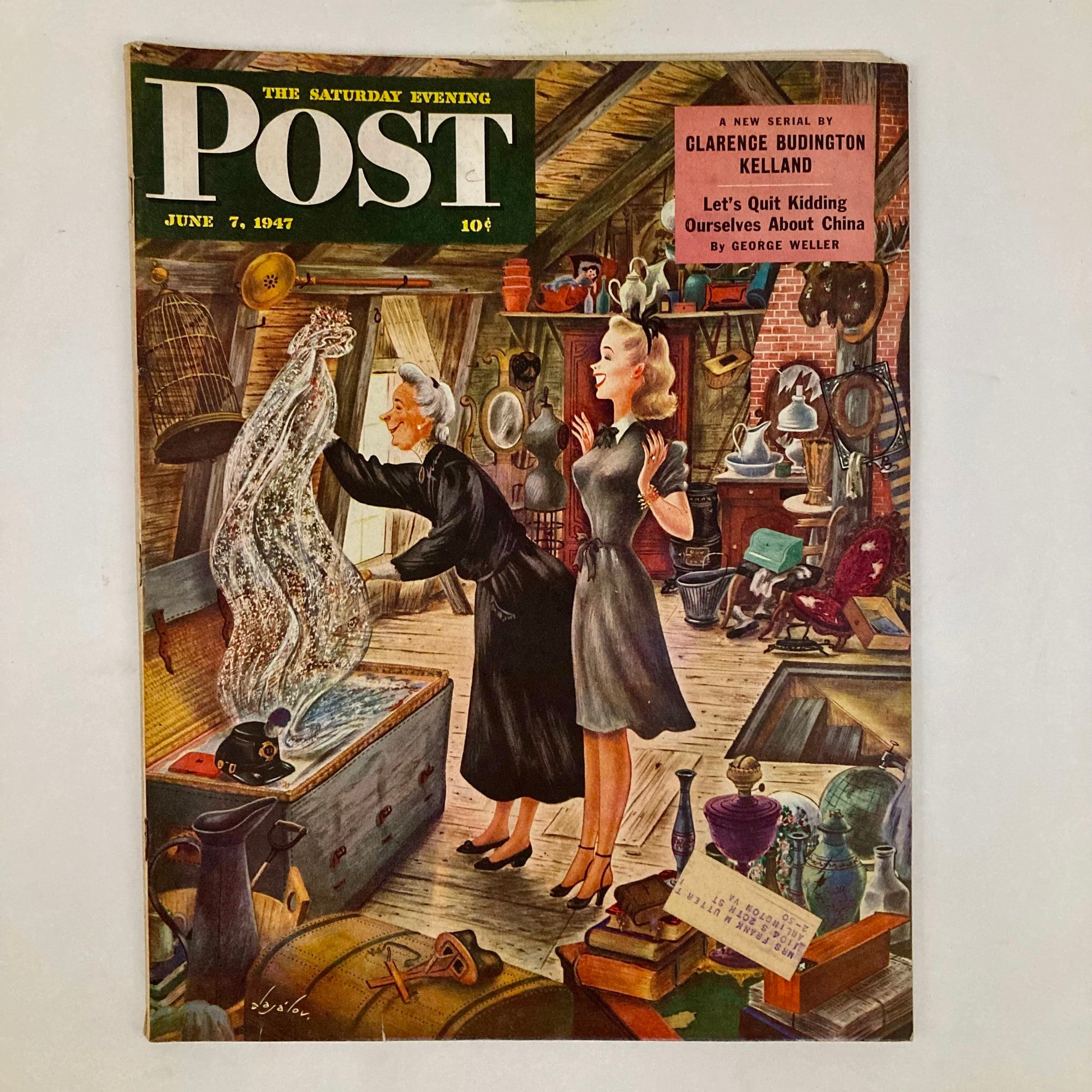 Saturday Evening Post Magazine June 7 1947 The American Attic - Alajalov