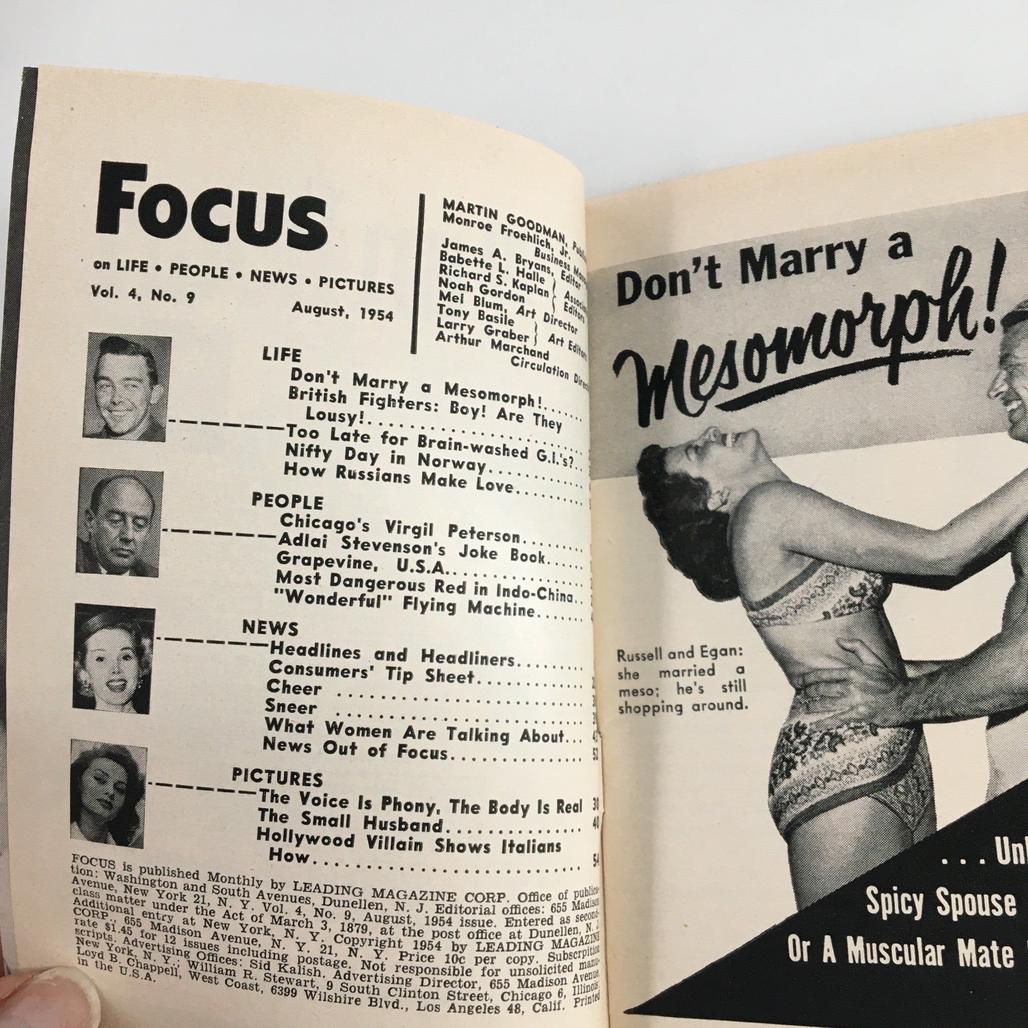 VTG Focus Magazine August 1954 Exclusive How Russian's Make Love No Label