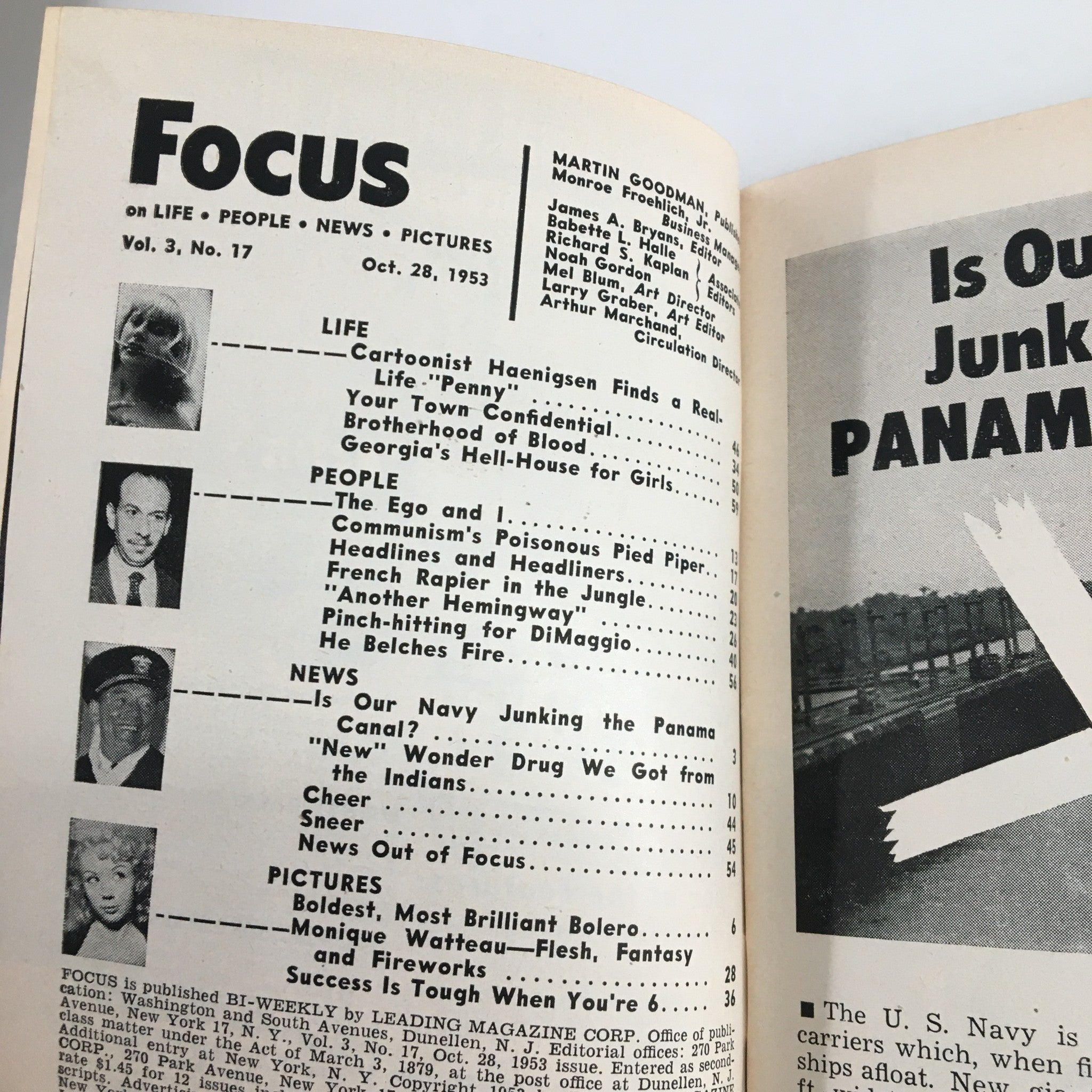 VTG Focus Magazine October 28 1953 Yvonne Sanson Georgia's Hell-House No Label