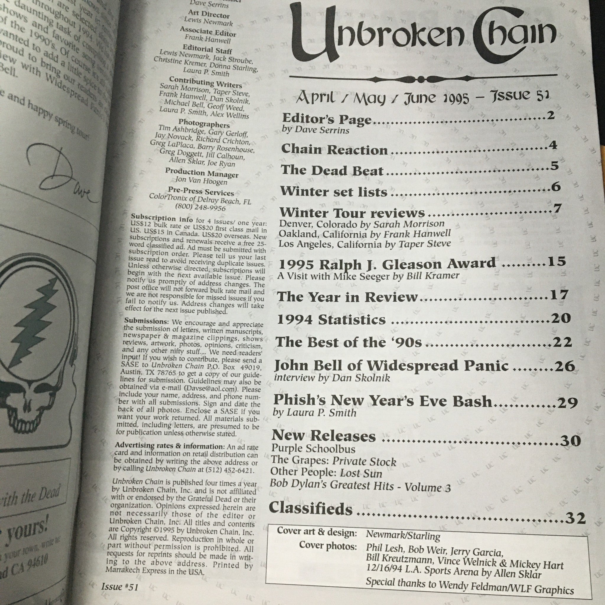 Unbroken Chain Magazine #51 April-June 1995 Phil Lesh & Bob Weir & Jerry Garcia