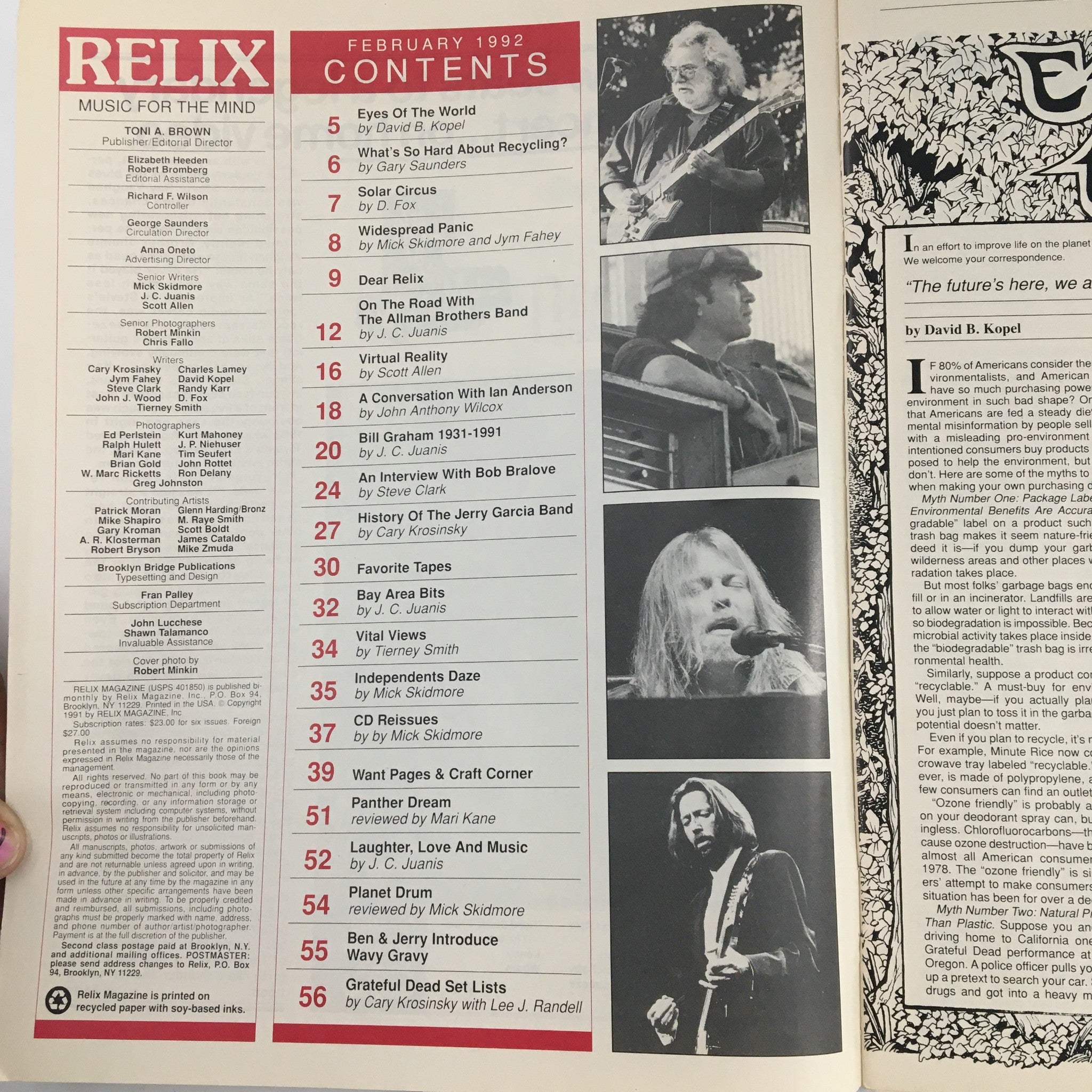 Relix Magazine February 1992 Vol 19 #1 Jerry Garcia & Allman Brothers & Bill G.