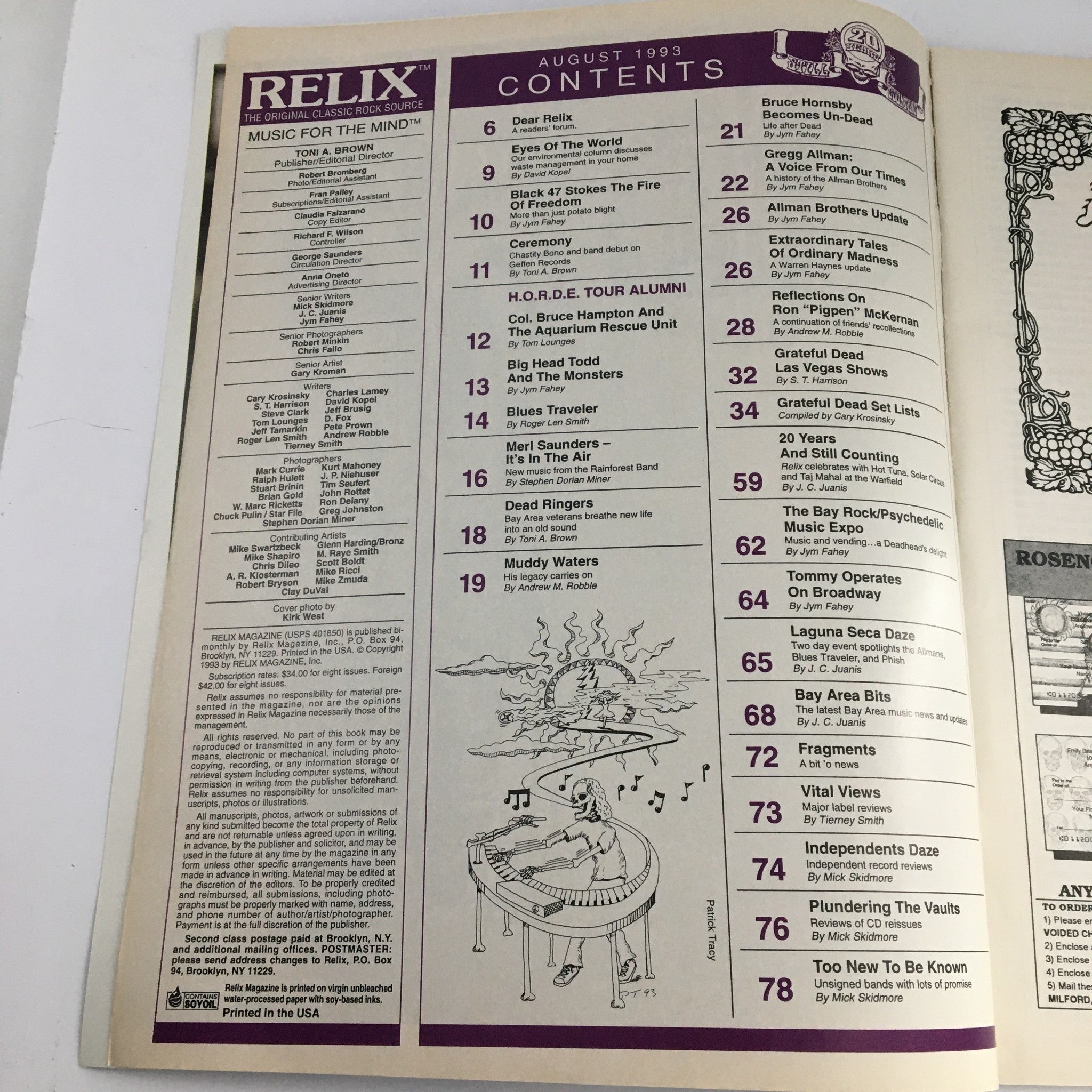 Relix Magazine August 1993 Vol 20 #4 The Allman Brothers & Grateful Dead Feature