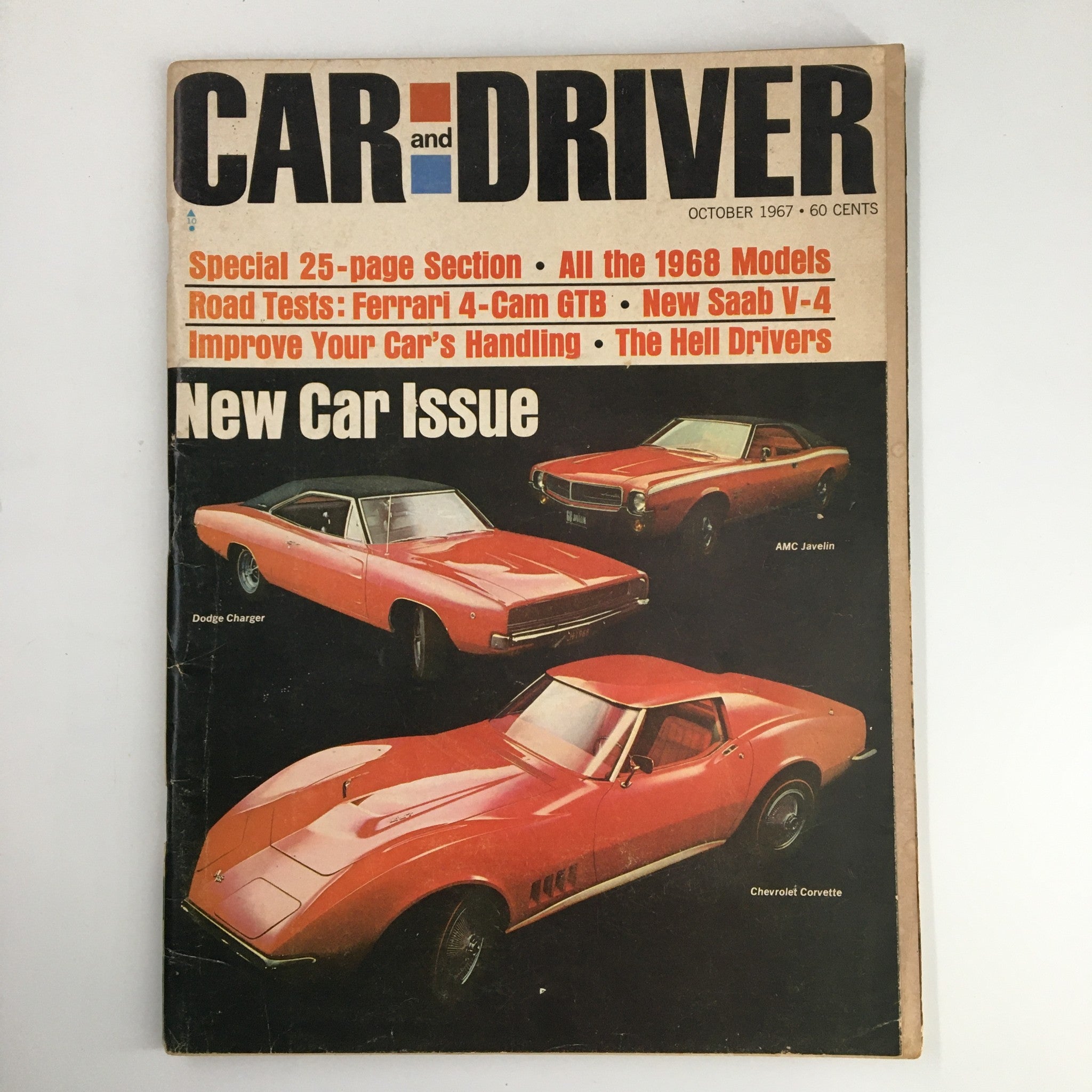 Car and Driver Magazine October 1967 AMC Javelin, Dodge Charger & Chevy Corvette