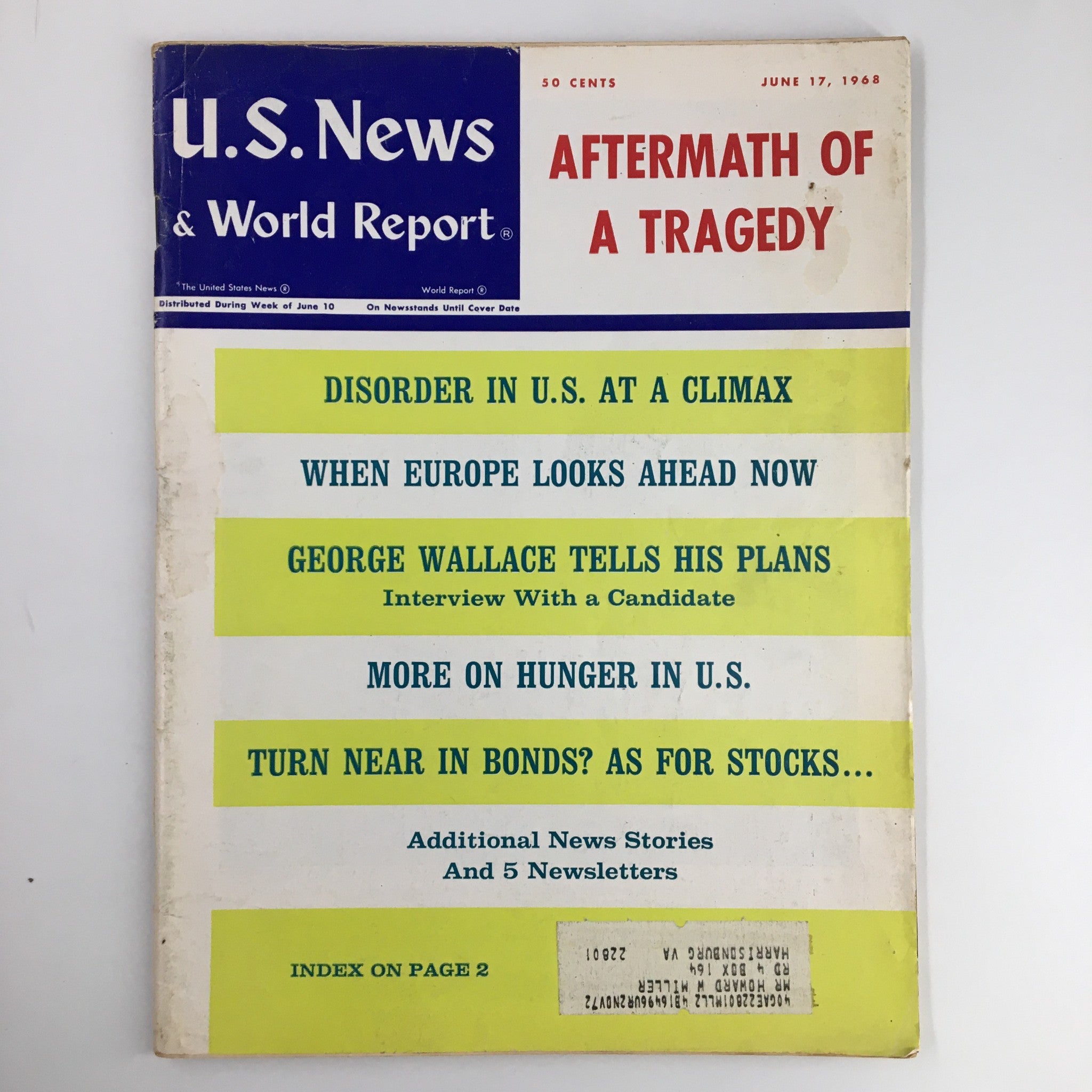 US News & World Report Magazine June 17 1968 Aftermath of a Tragedy