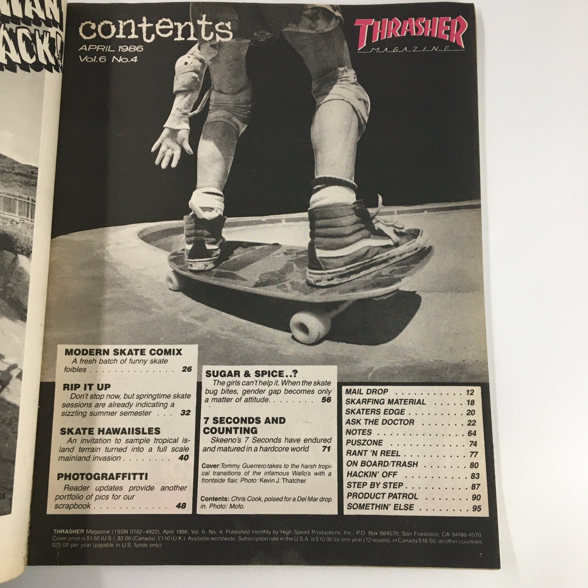 VTG Thrasher Magazine April 1986 Tommy Guerrero The Infamous Wallo's No Label