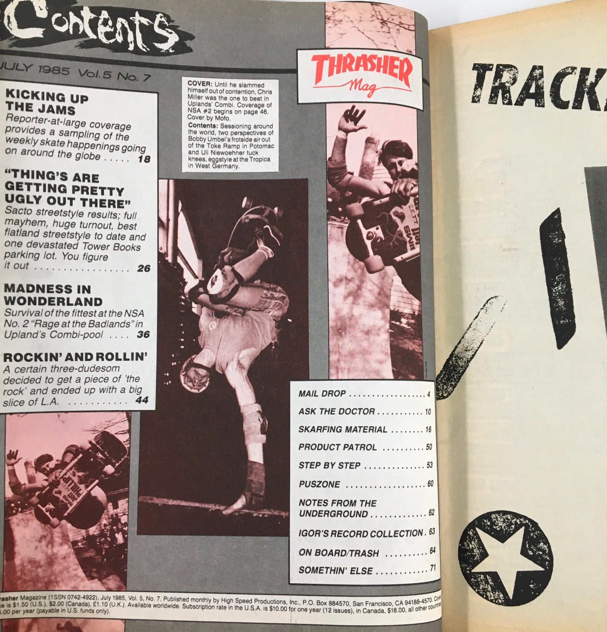 VTG Thrasher Magazine July 1985 Chris Miller in Uplands' Combi No Label