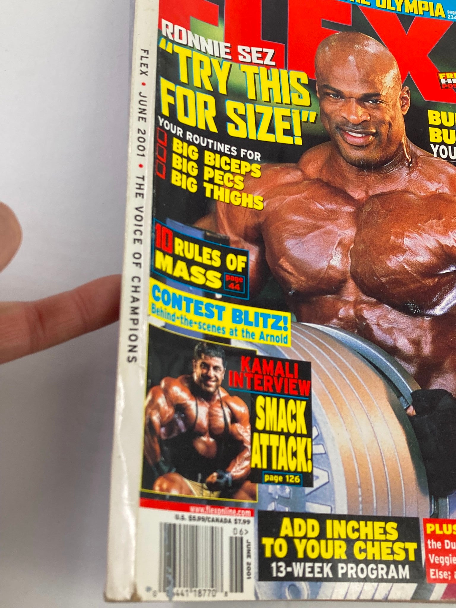 Flex Magazine June 2001 Vol 19 #4 Ronnie Coleman & King Kamali w Poster No Label