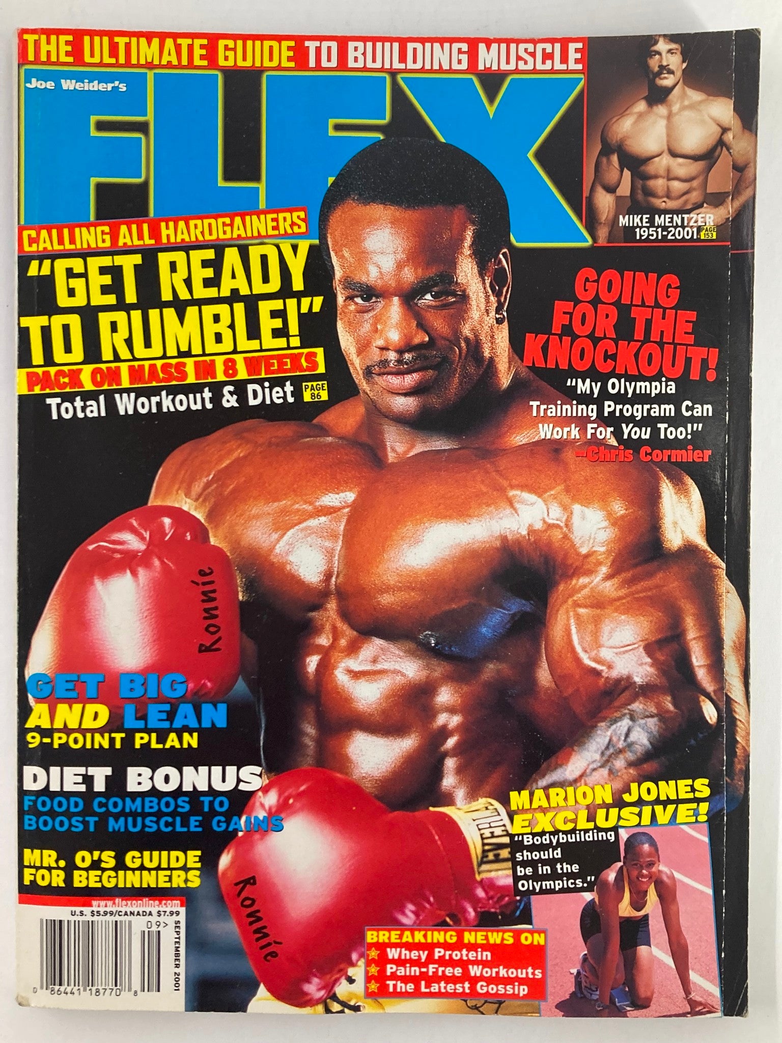 Flex Magazine September 2001 Vol 19 #7 Chris Cormier w Poster No Label