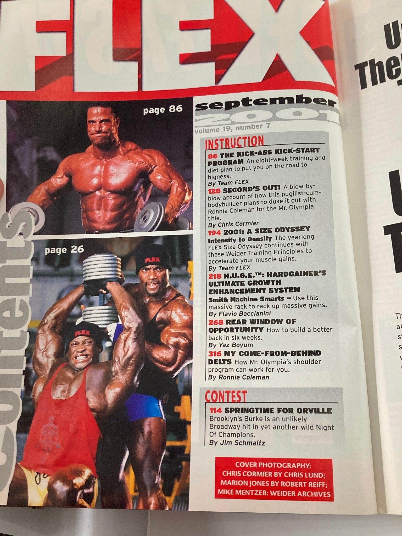 Flex Magazine September 2001 Vol 19 #7 Chris Cormier w Poster No Label