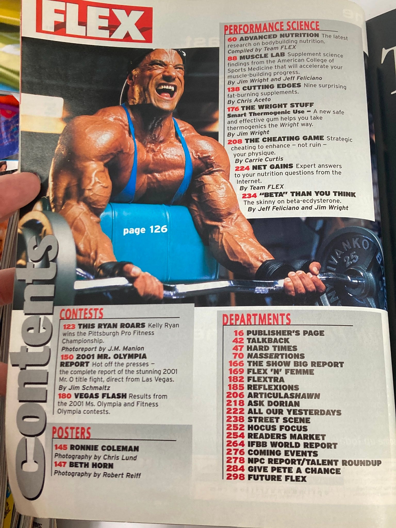 Flex Magazine January 2002 Ronnie Coleman & Beth Horn w Poster No Label