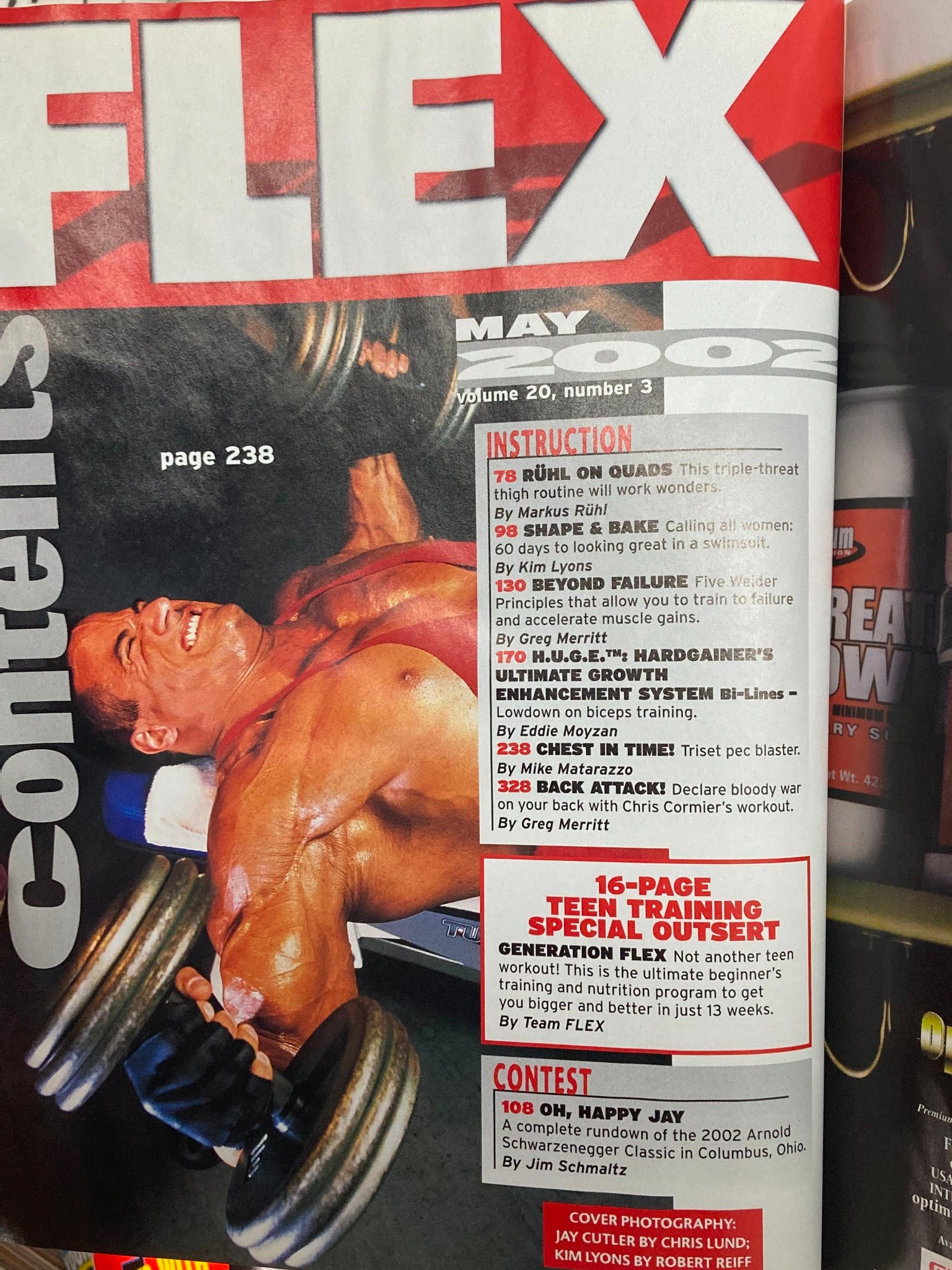 Flex Magazine May 2002 Vol 20 #3 Jay Cutler & Kim Lyons w Poster No Label