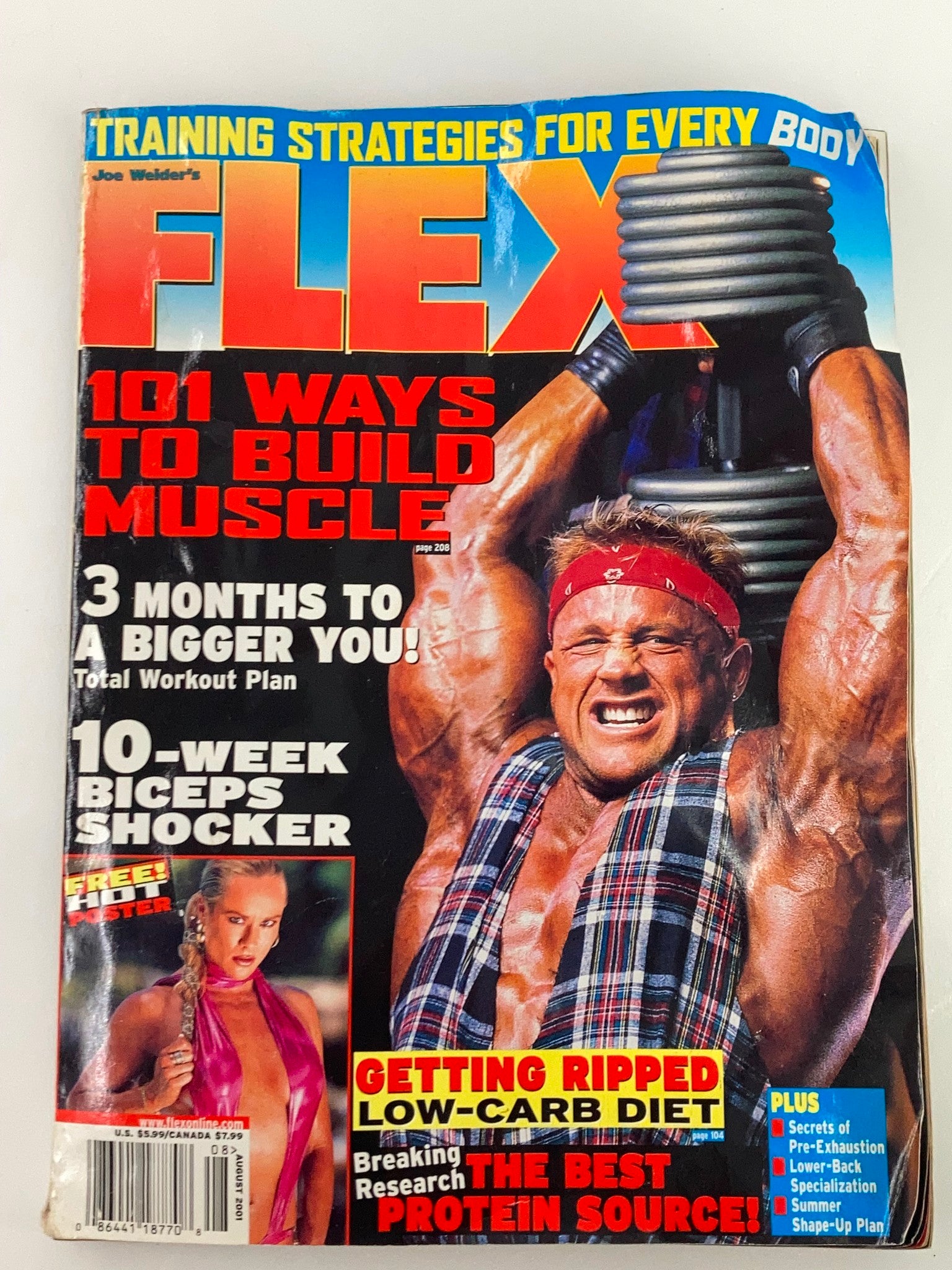 Flex Magazine August 2001 Chris Cormier and Craig Titus w Poster No Label