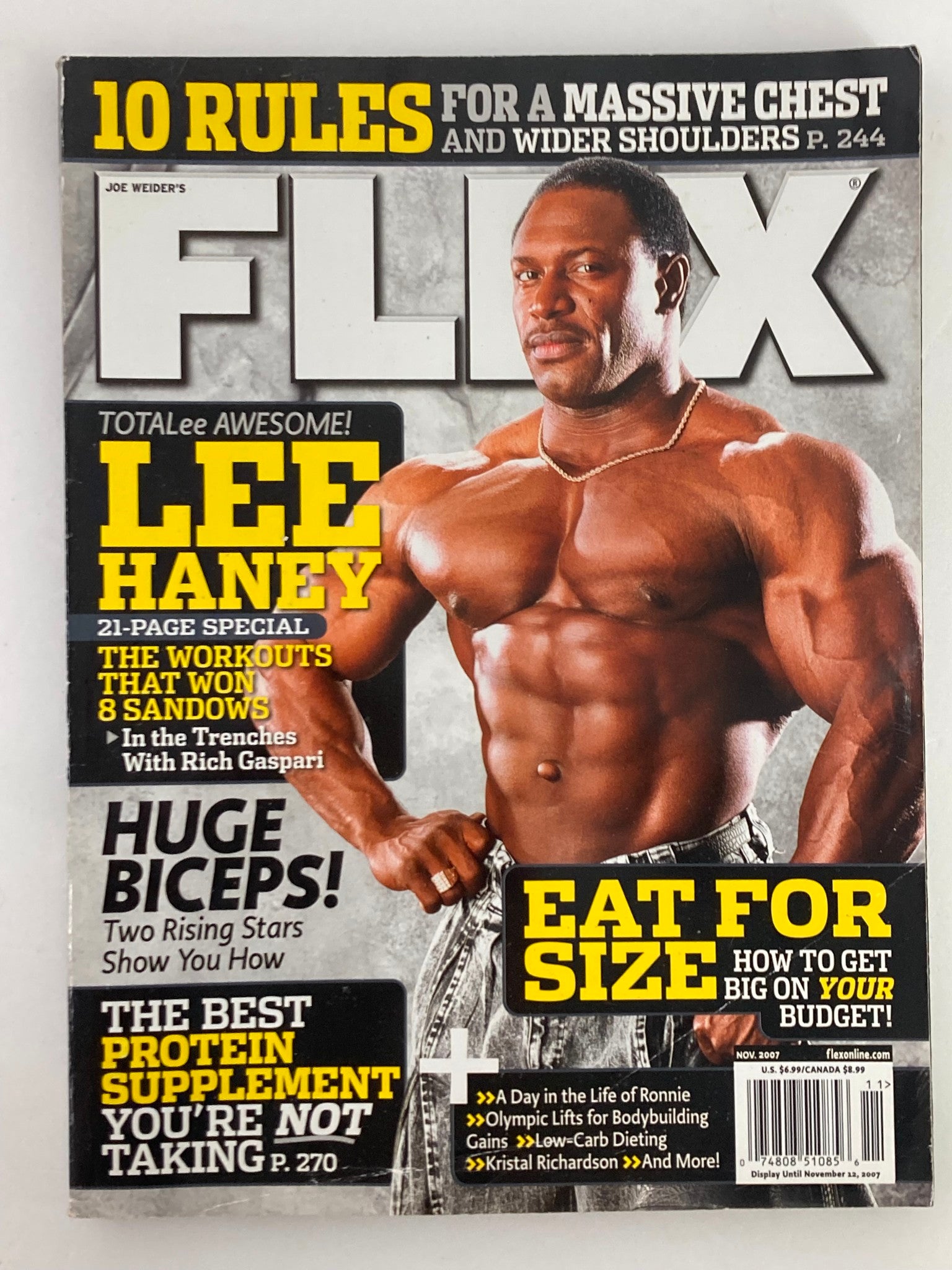 Flex Magazine November 2007 Vol 25 #9 Lee Haney and Protein Supplement No Label