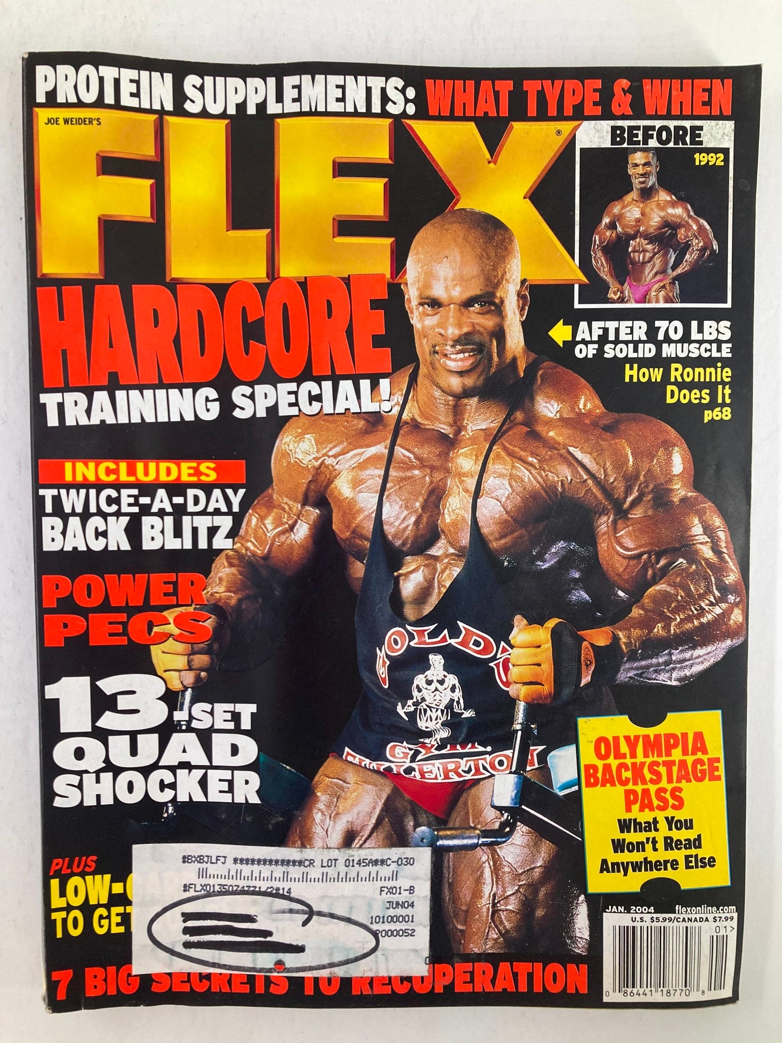 Flex Magazine January 2004 Vol 21 #11 How Ronnie Coleman Does It w Poster