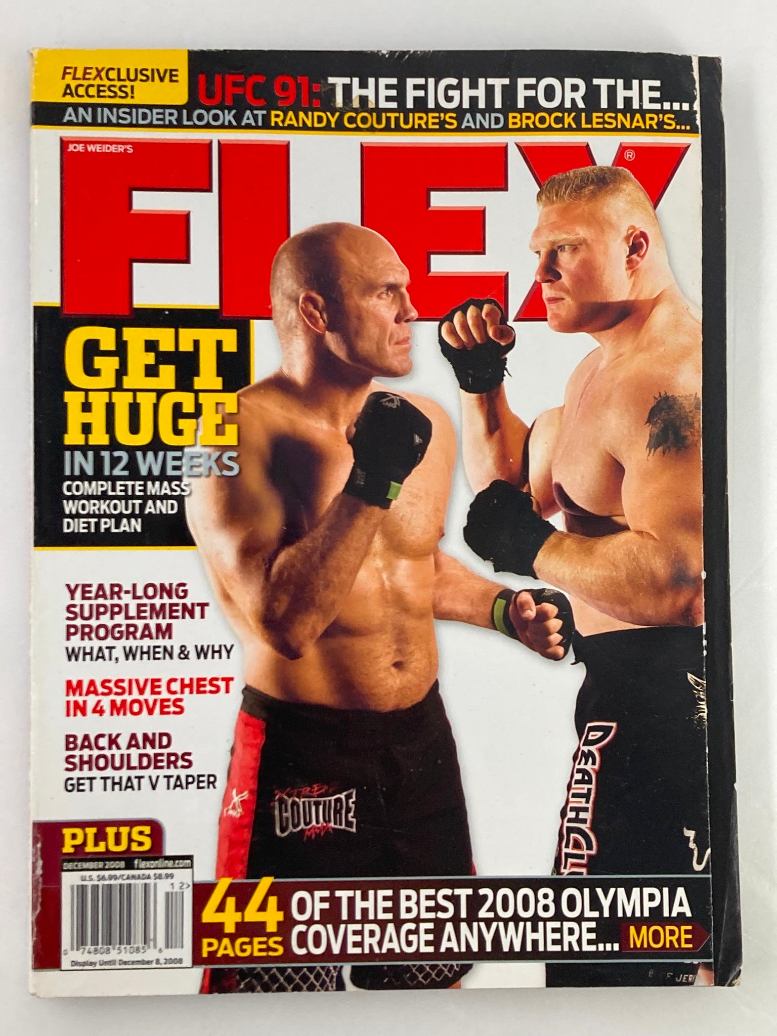 Flex Magazine December 2008 Randy Couture and Brock Lesnar No Label