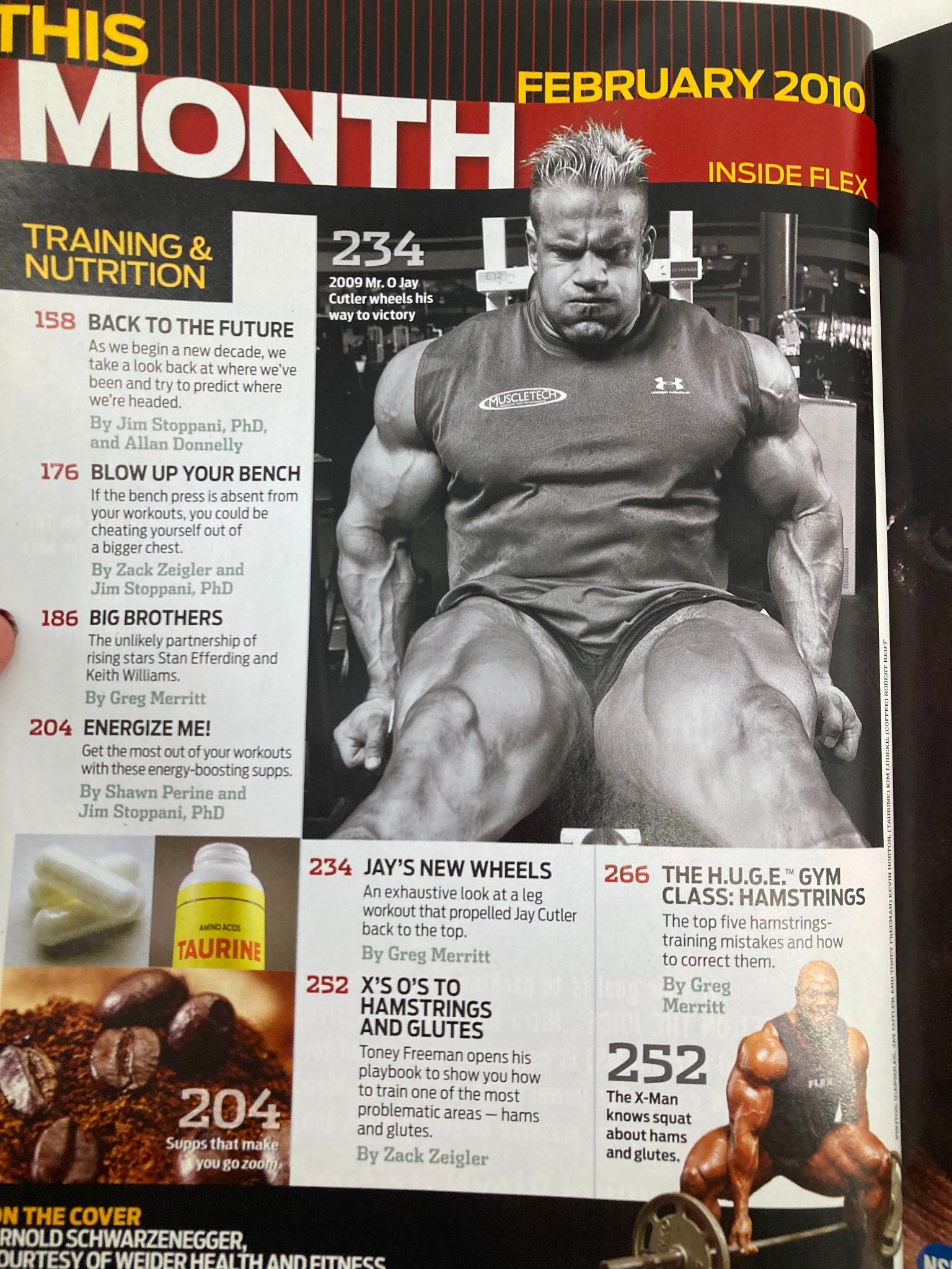 Flex Magazine February 2010 Arnold Schwarzenegger and Jay Cutler No Label