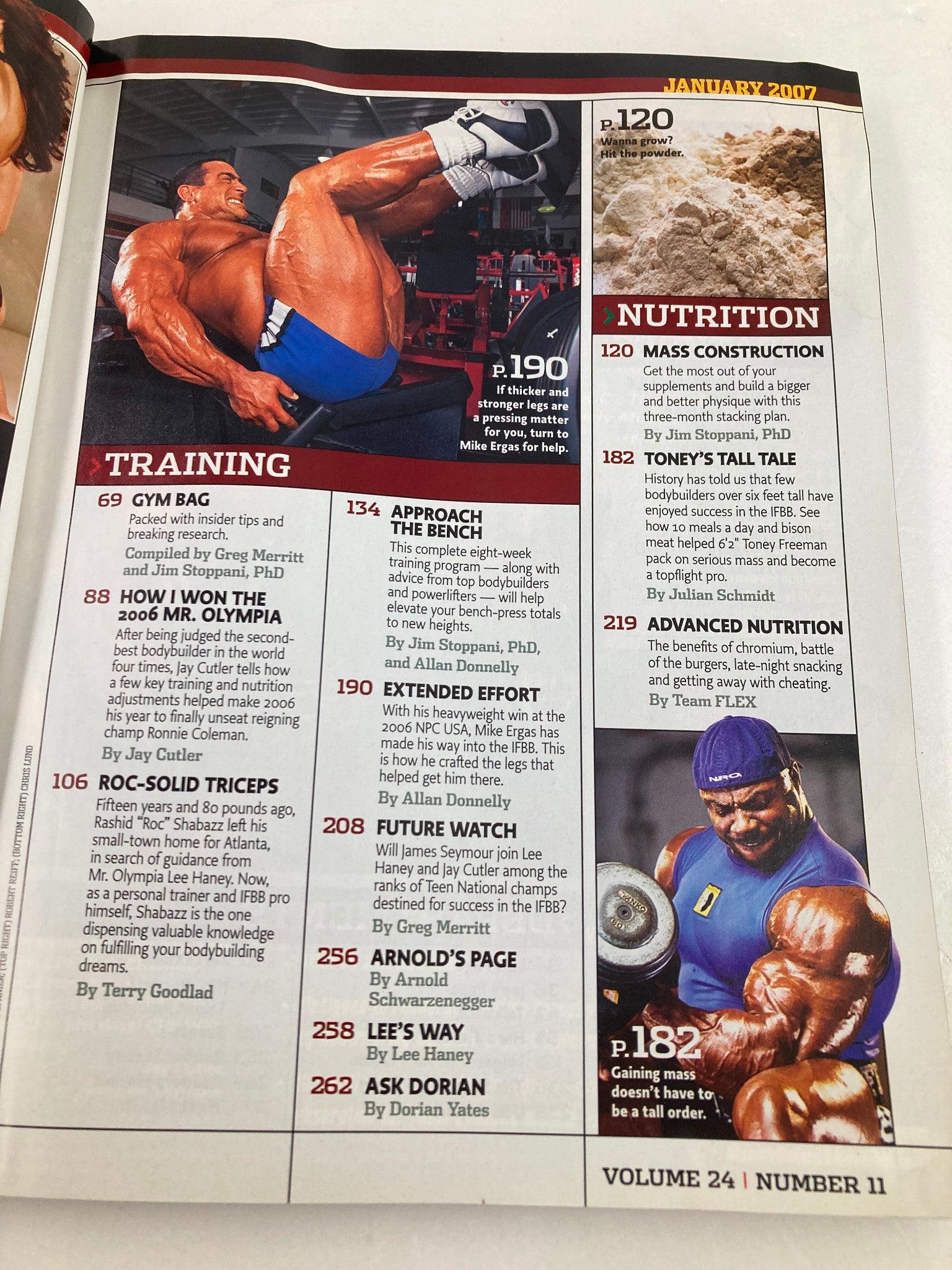 Flex Magazine January 2007 Vol 24 #11 Jay Cutler & Winter Heat w Poster No Label