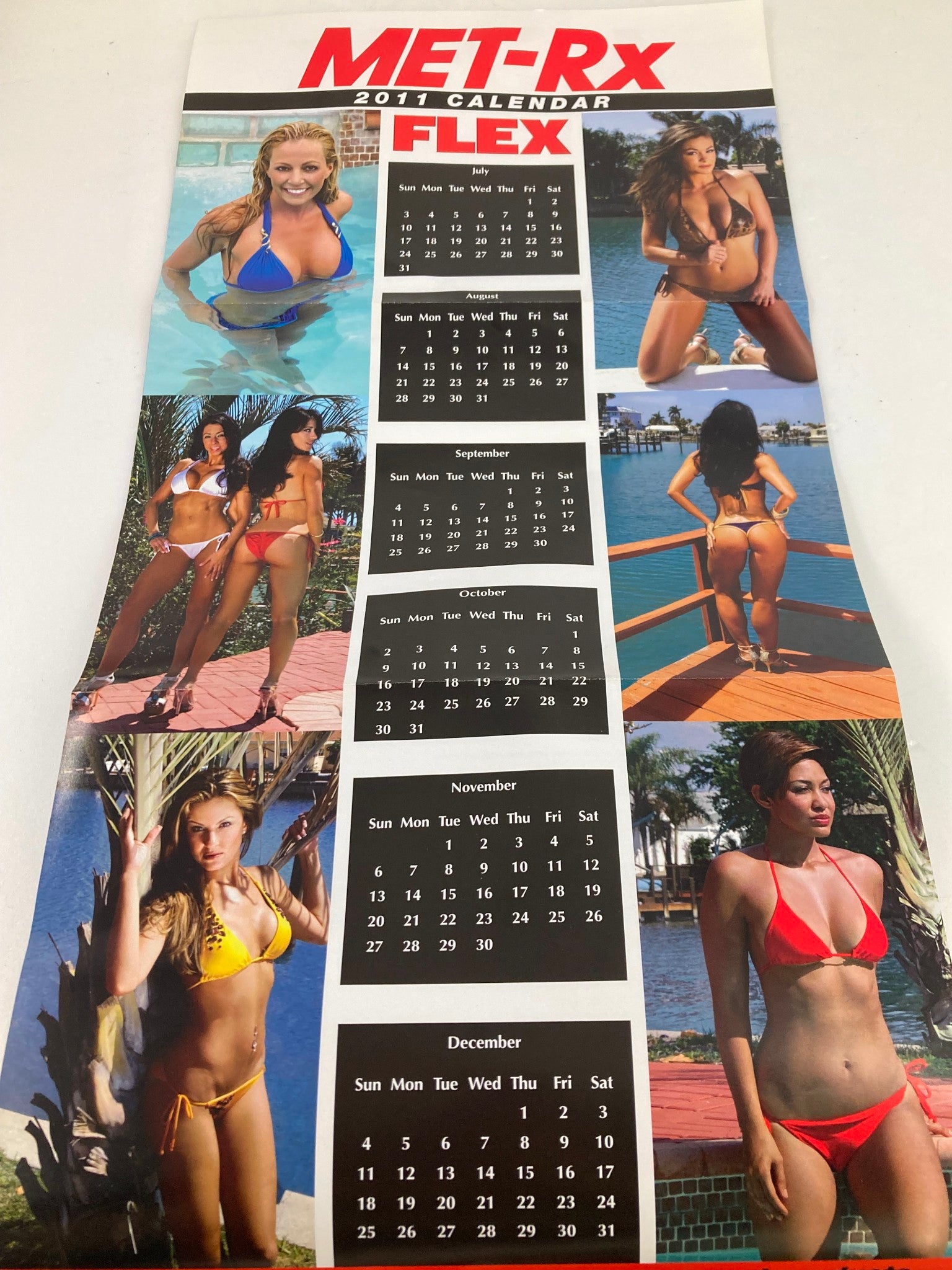 Another promotional MET-Rx calendar page from Flex Magazine January 2011 displaying fitness models.