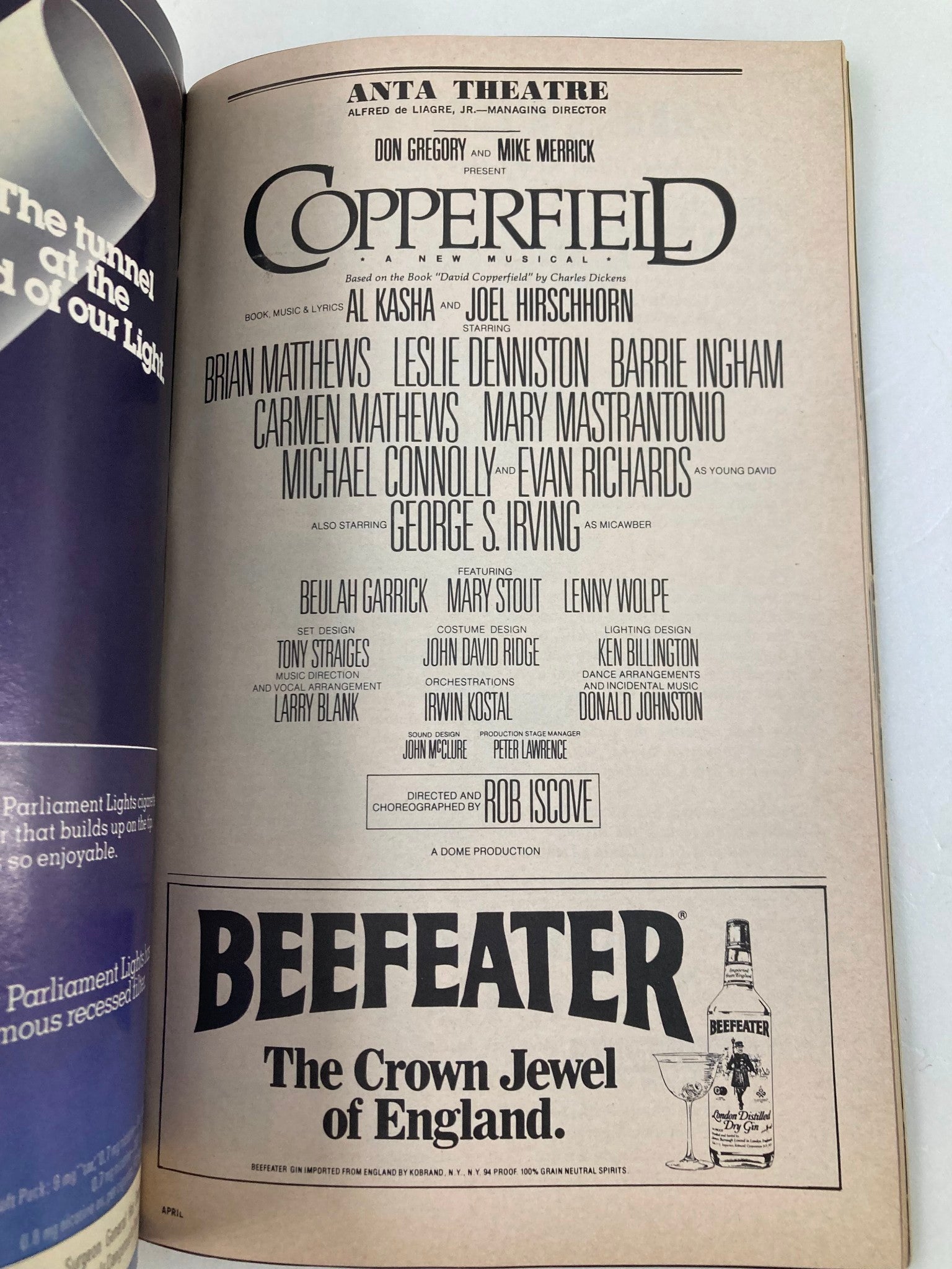 1981 Playbill Anta Theatre Brian Matthews, Leslie Denniston in Copperfield