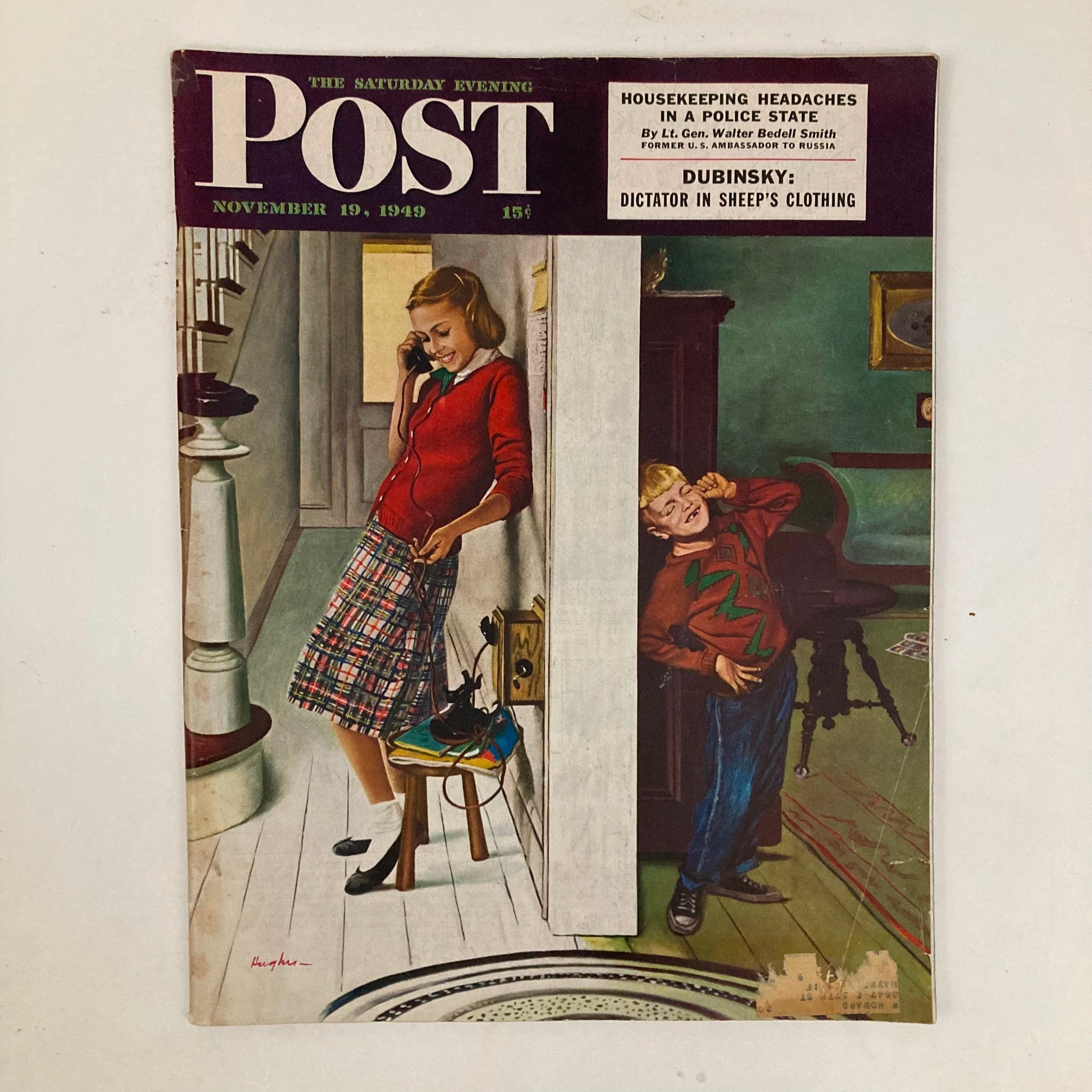 Saturday Evening Post Magazine November 19 1949 Phone Booth - George Hughes