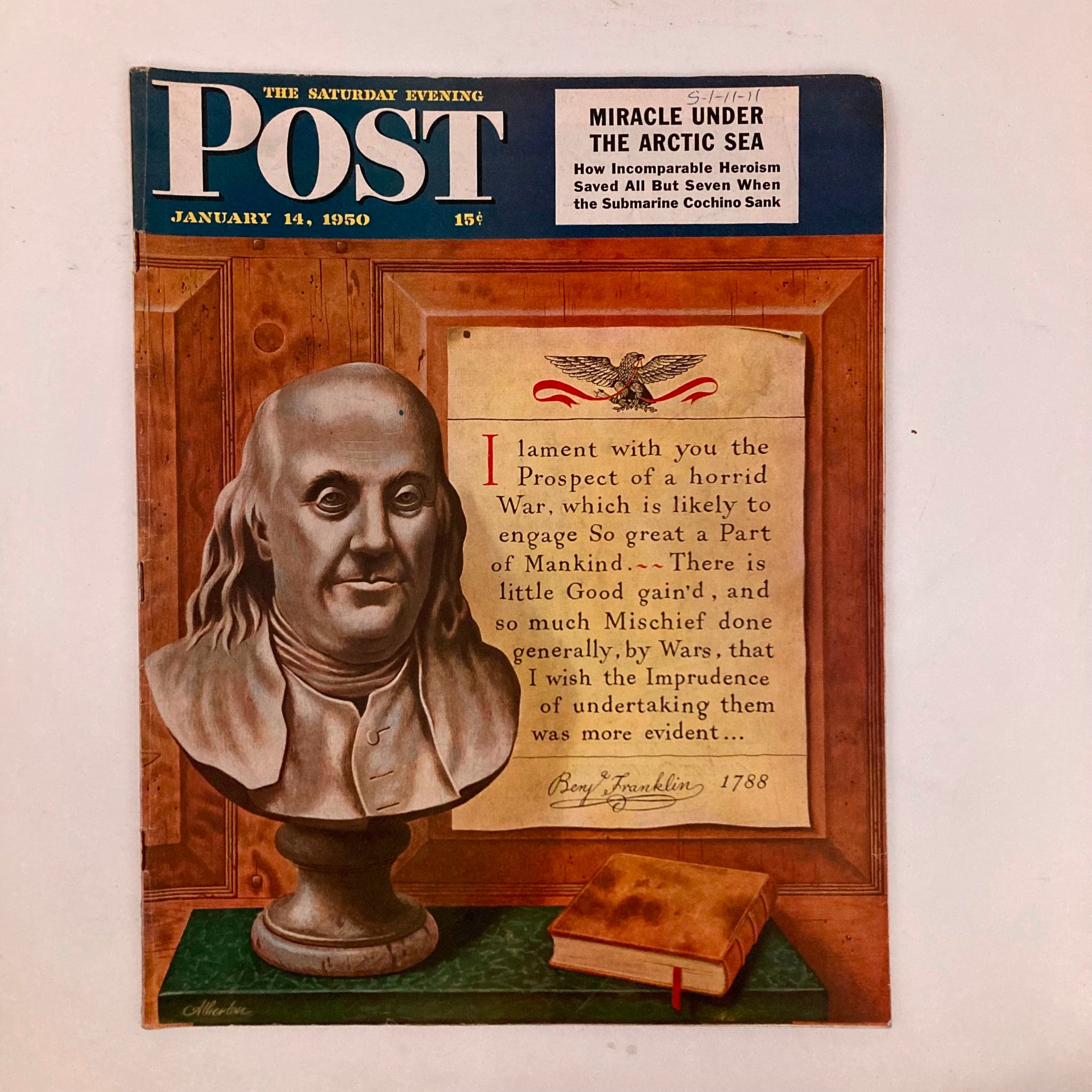 Saturday Evening Post Magazine January 14 1950 Ben Franklin - Atherton No Label