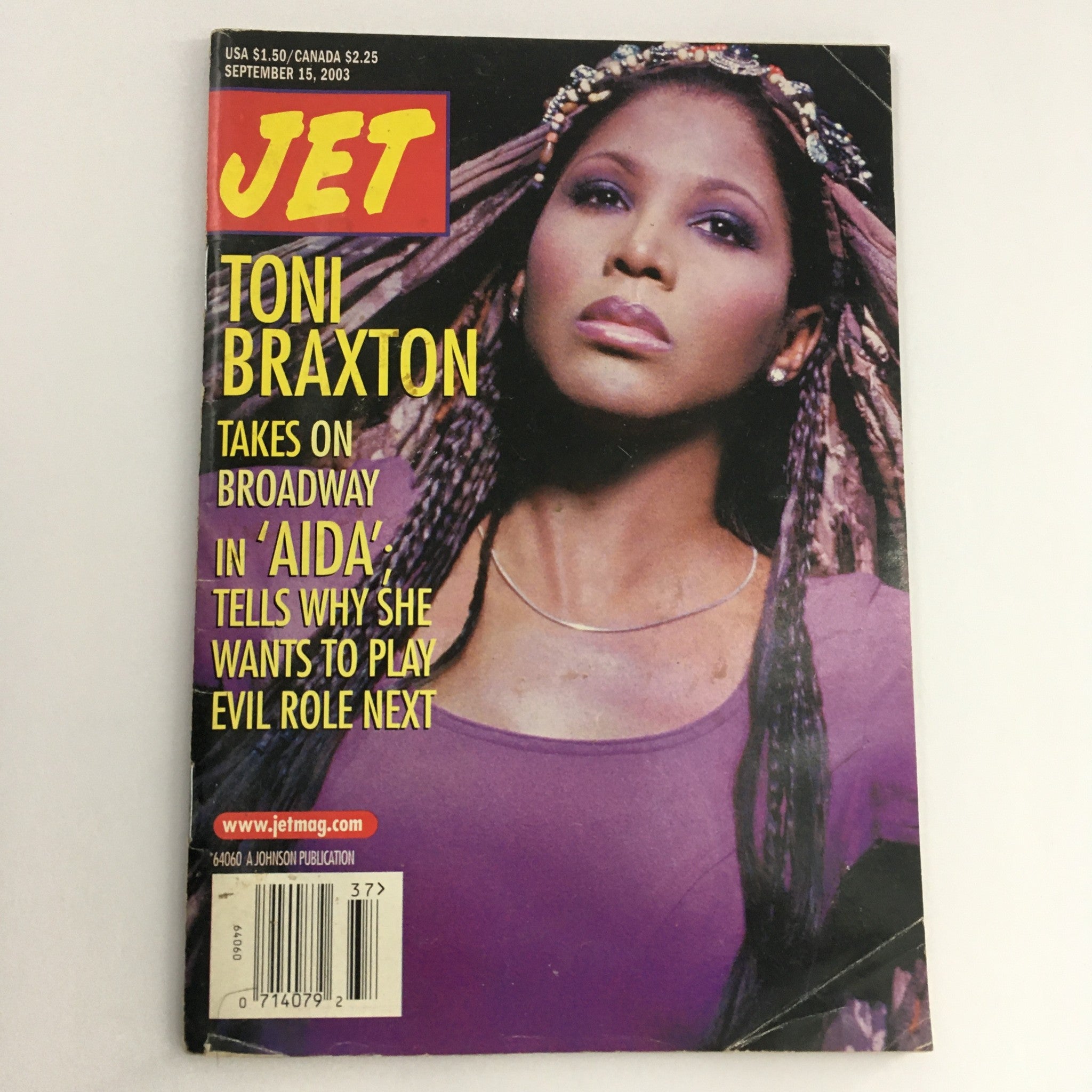 Jet Magazine September 15 2003 Toni Braxton Takes on Broadway in "Aida" Role