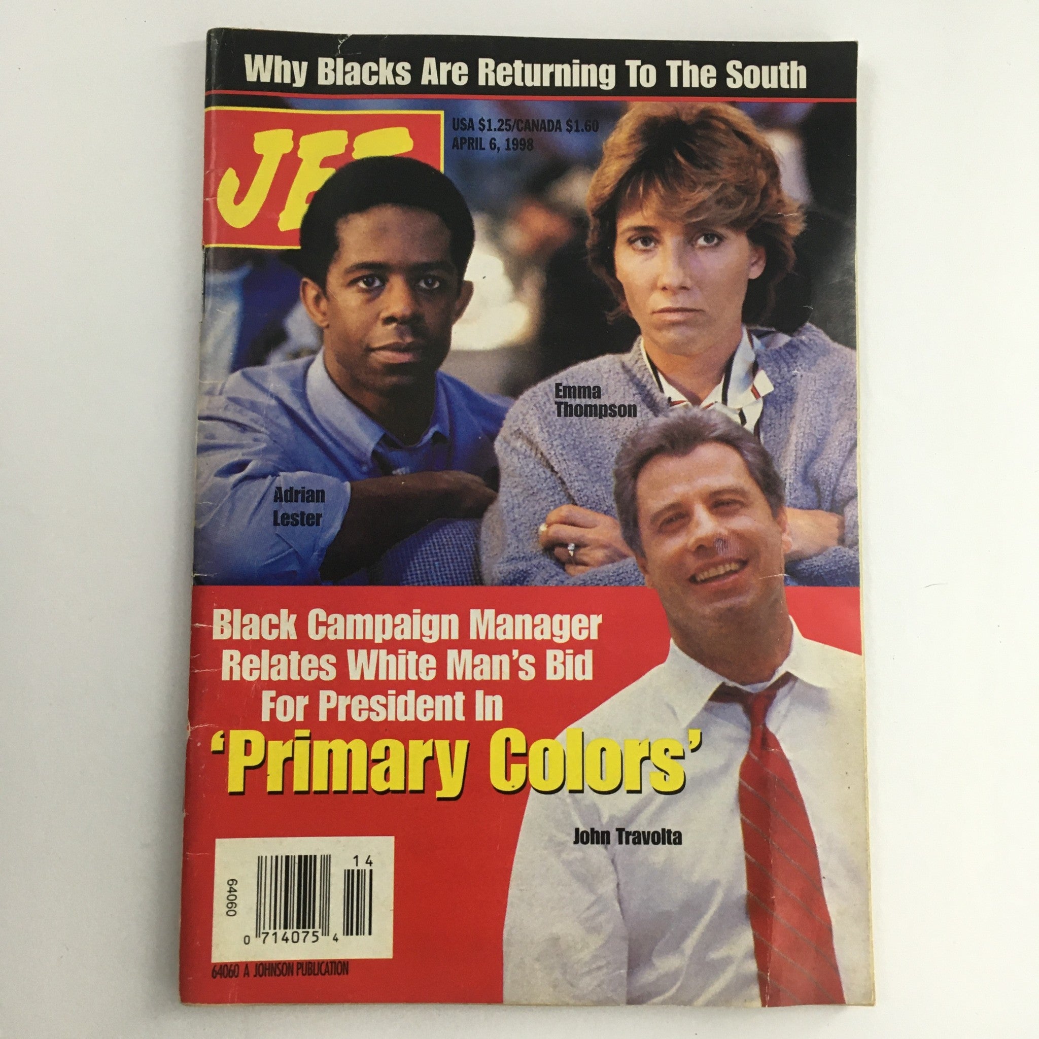 Jet Magazine April 6 1998 Adrian Lester & Emma Thompson & John Travolta Feature