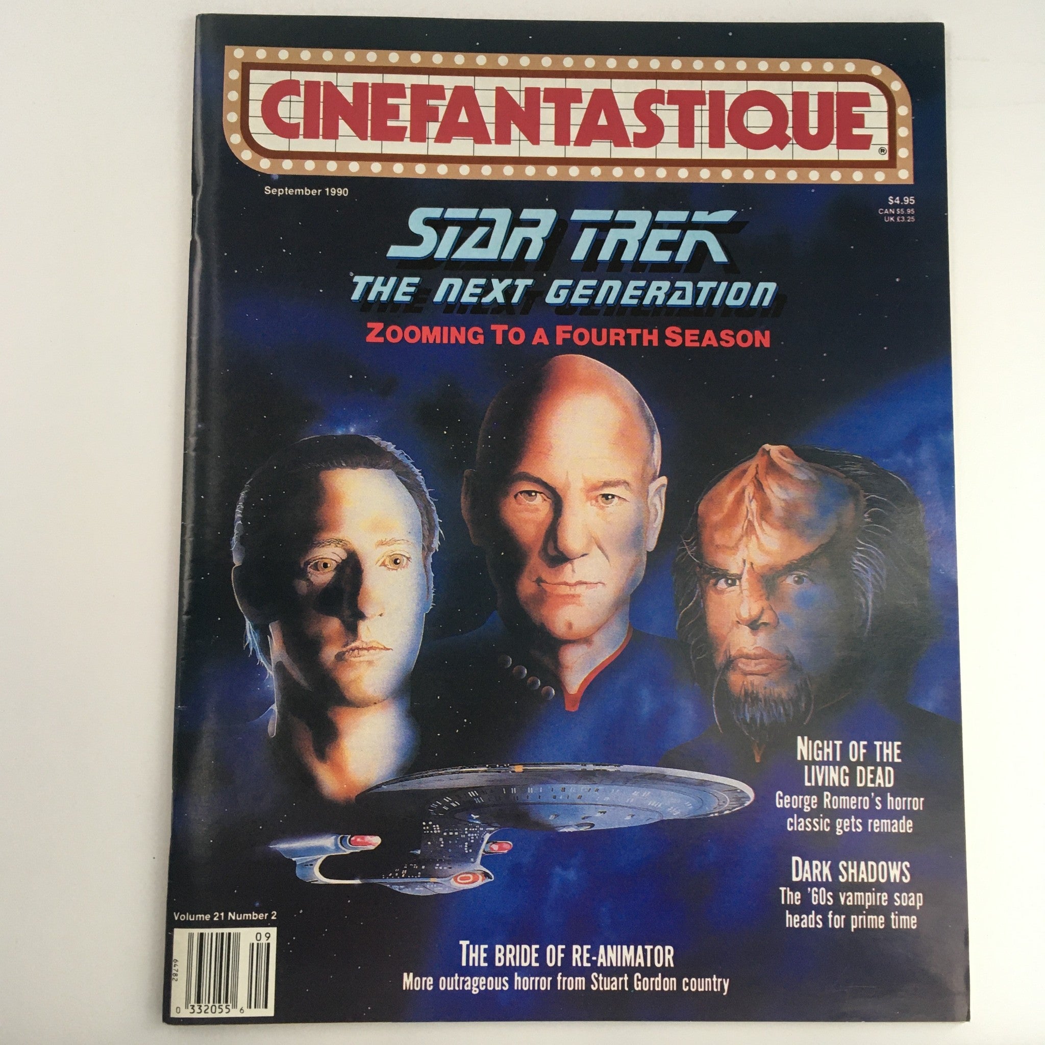 Cinefantastique September 1990 Star Trek Patrick Stewart & Jonathan Frakes, VG