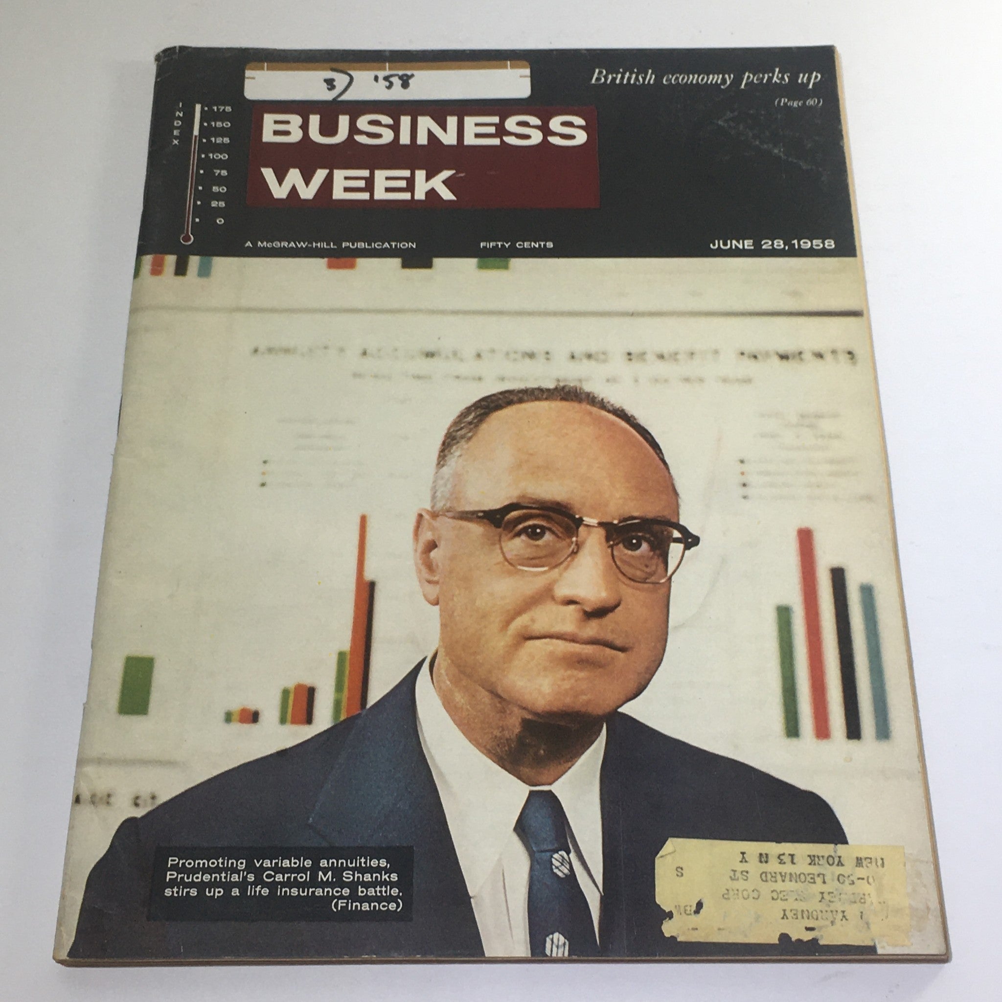 Business Week Magazine: June 28 1958 - Prudential's Carrol M. Shanks (Finance)