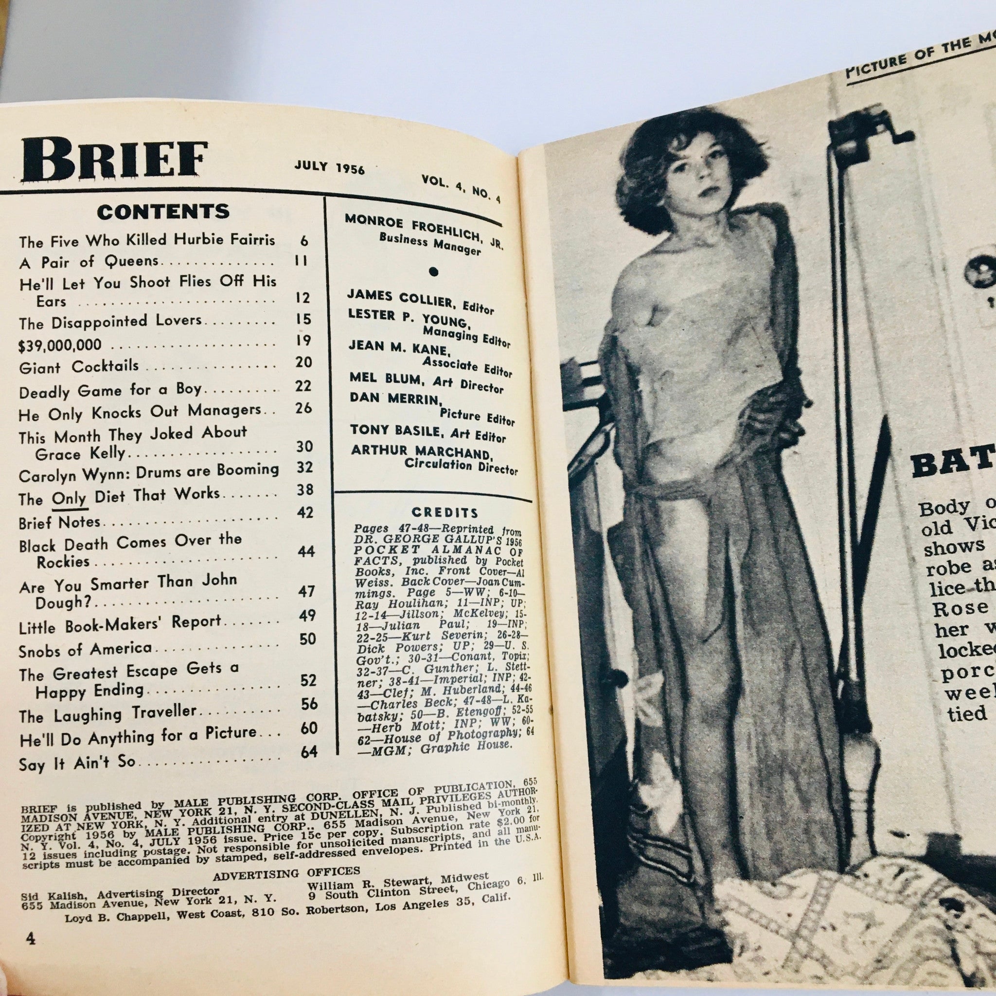 VTG Brief Magazine July 1956 Carolyn Wynn The Drums are Booming No Label